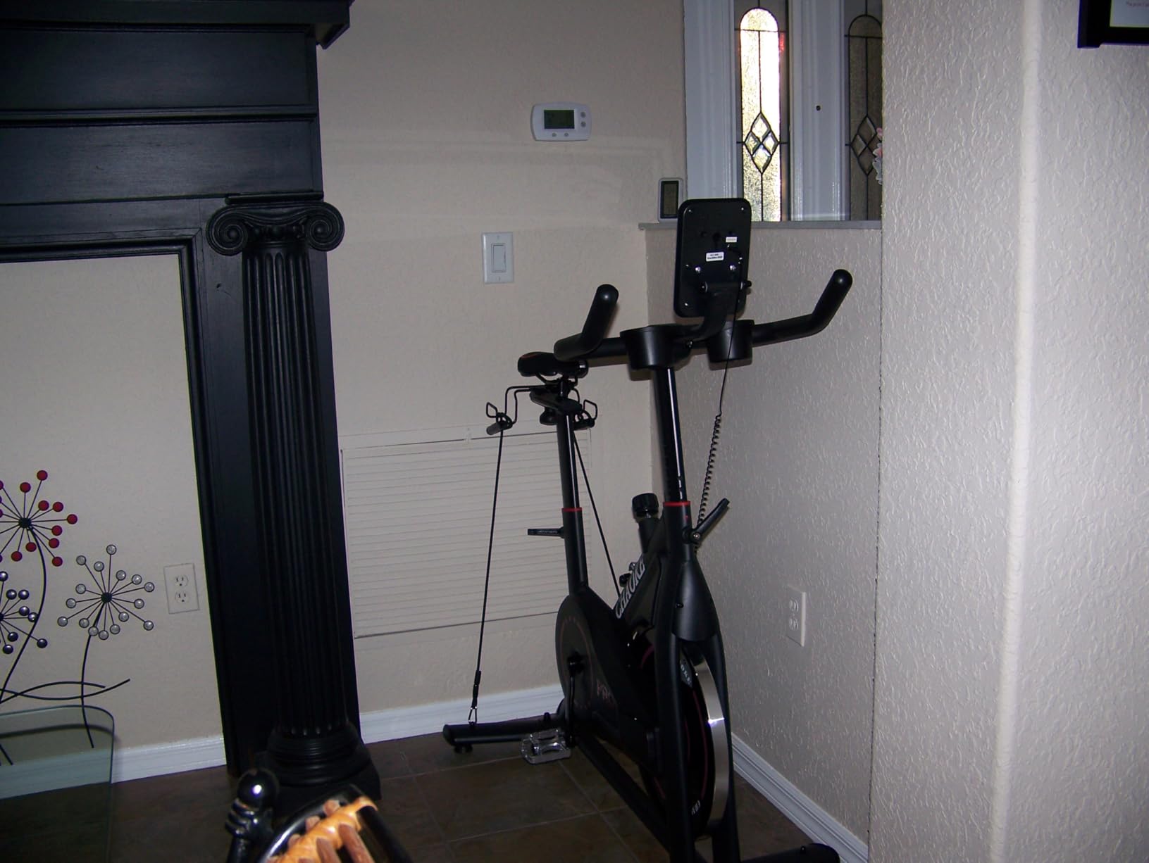 CHAOKE Exercise Bike, Quiet Adjustable Magnetic Stationary Bike for Home Cardio with App Compatible, 350LB Weight Capacity Indoor Cycling Bike with Large Seat, Dumbbell Rack, Pull Cords & LCD Display - Customer Photo 1