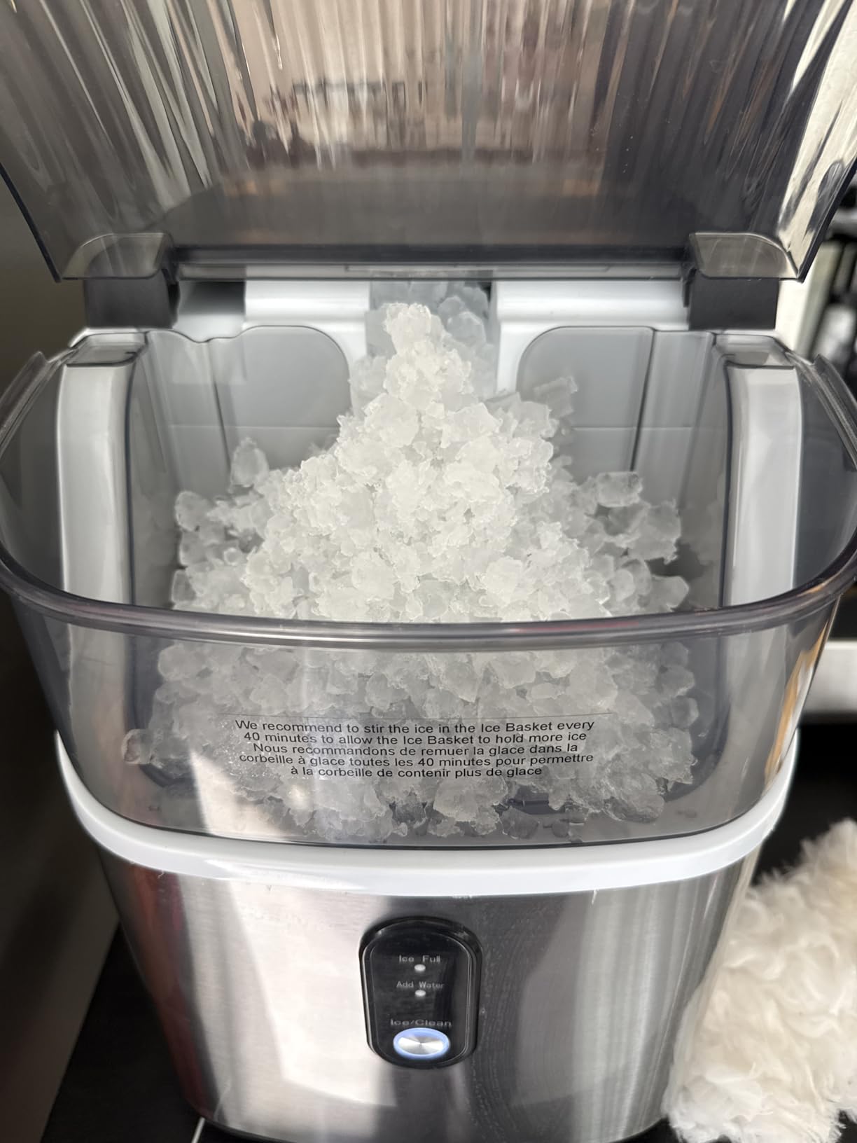 Kismile Nugget Ice Makers Countertop,Portable Ice Machine with Crushed Ice, 35lbs/Day,Self-Cleaning,One-Click Operation for Home Use(Silver) - Customer Photo 4