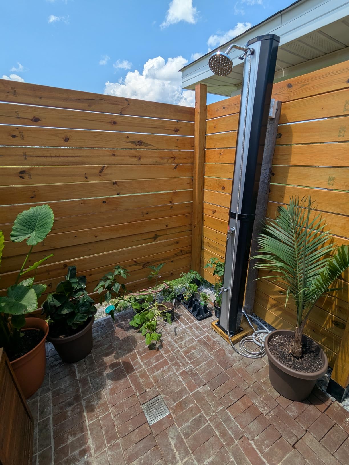 VINGLI Solar Heated Shower,2-Section with Shower Head and Foot Shower Tap，for Outdoor Backyard Poolside Beach Pool Spa,Black (10 Gallon-Black) - Customer Photo 1