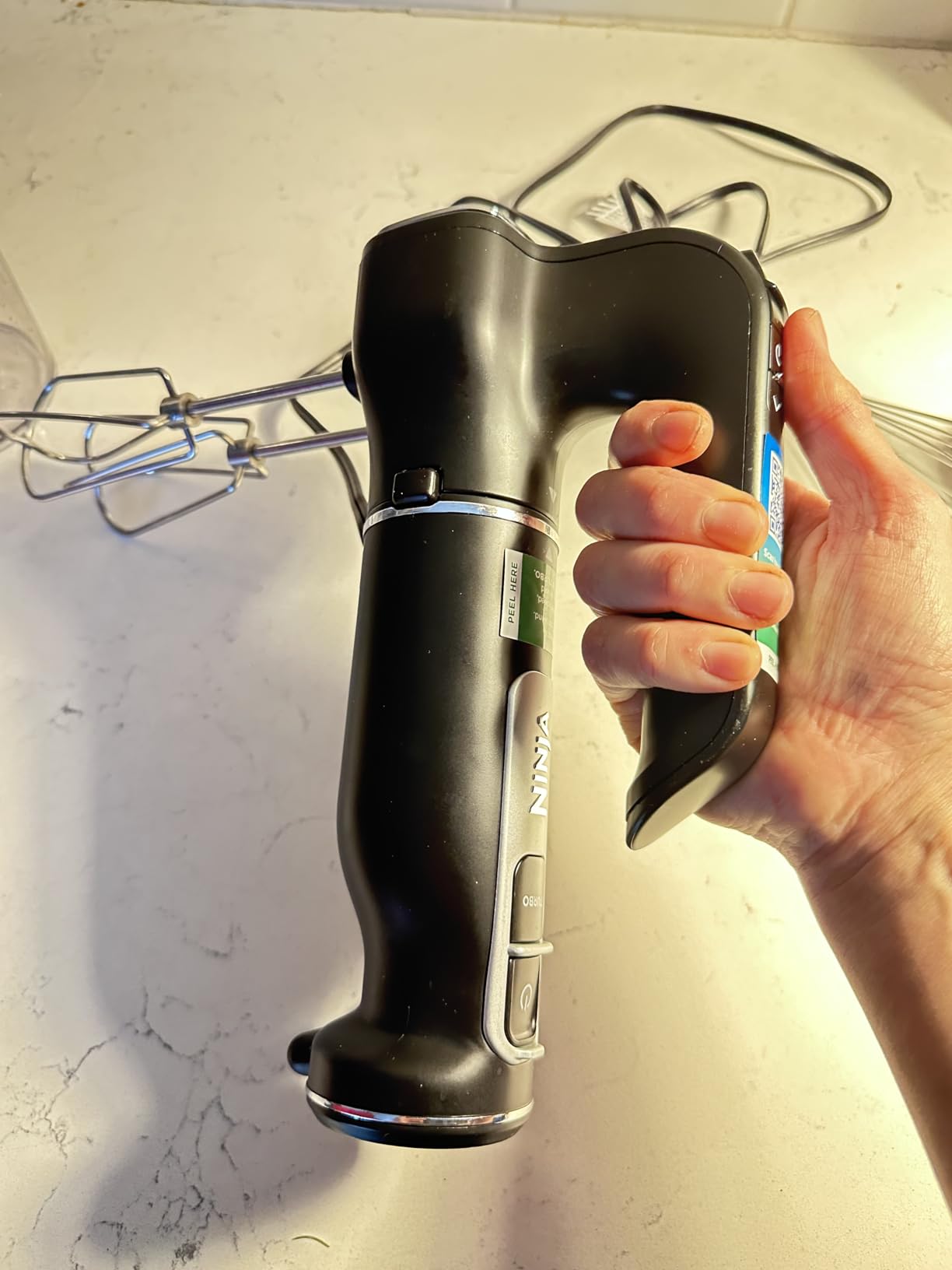 Ninja Immersion Blender and Whisk, Hand Stick Blender, 4 Speeds, with SplatterShield and PanProtect, 4-Cup Blending Vessel, Dishwasher Safe, 5-ft Cord, Ergonomic, Deep Navy, CI201ND - Customer Photo 1