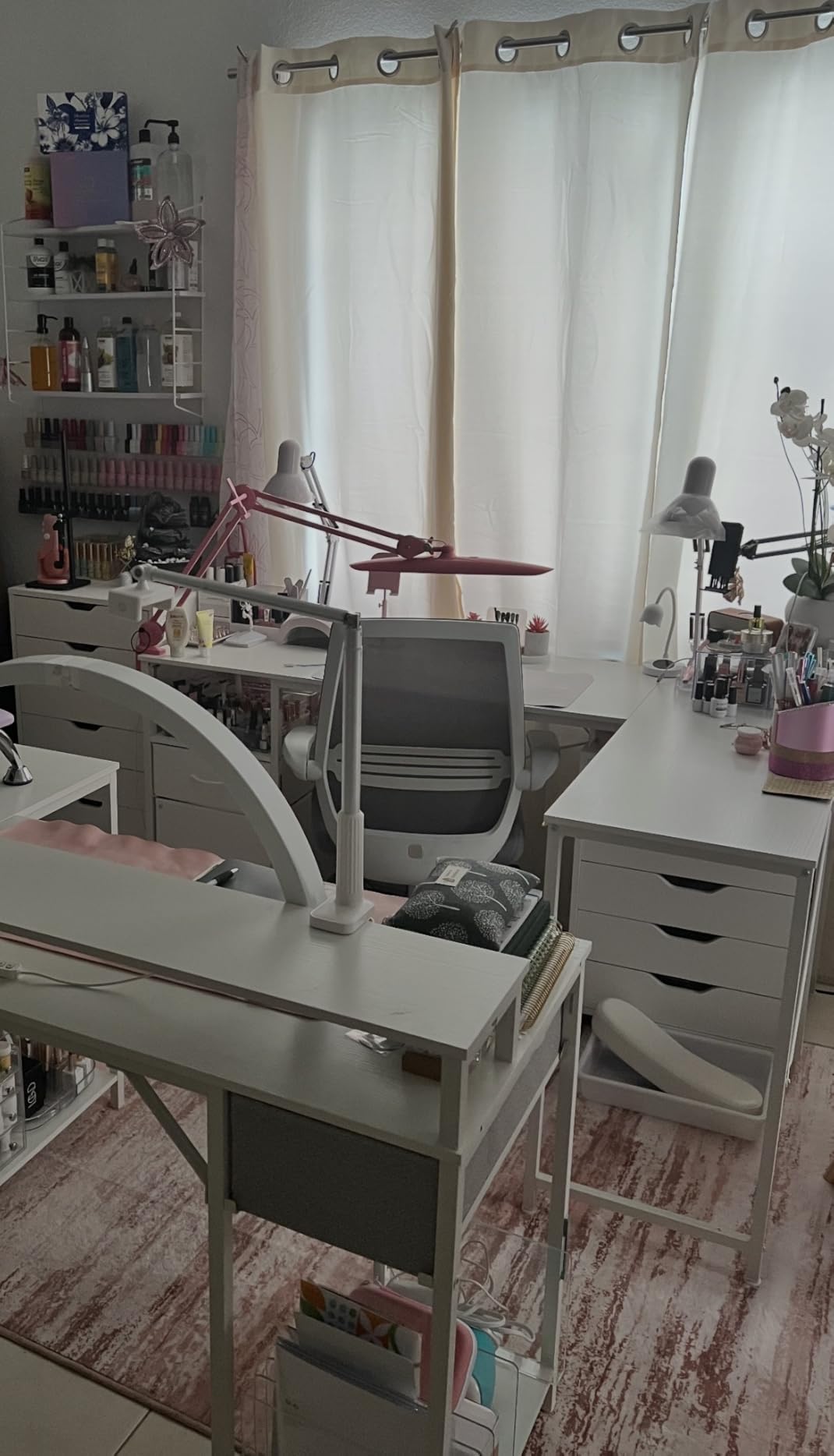 PRAISUN 63 Inch L Shaped Desk with Power Outlets and USB-C Port, Computer Corner Home Office Desk with File Fabric Drawers and Movable Monitor Stand, Larger Storage, Gaming, Writing, Rustic Brown - Customer Photo 1