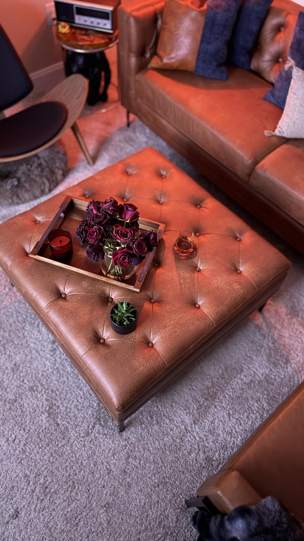 HULALA HOME Faux Leather Coffee Table, 36.5