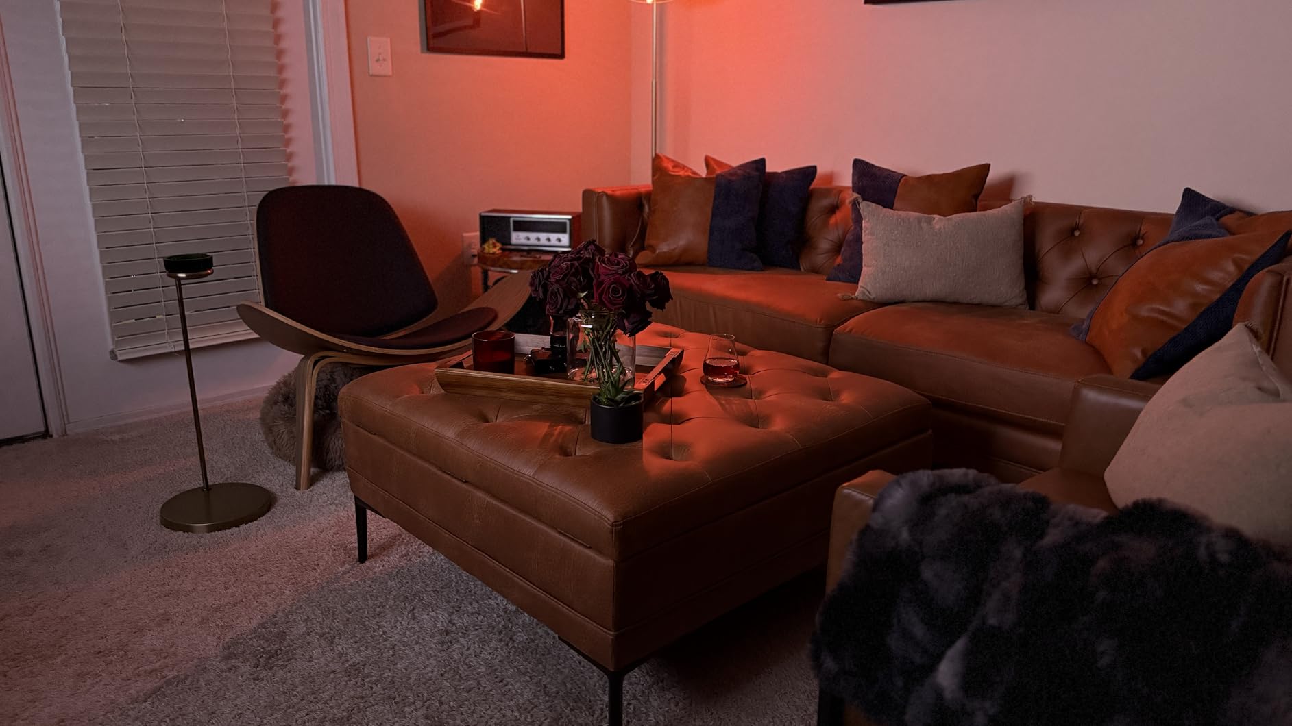 HULALA HOME Faux Leather Coffee Table, 36.5