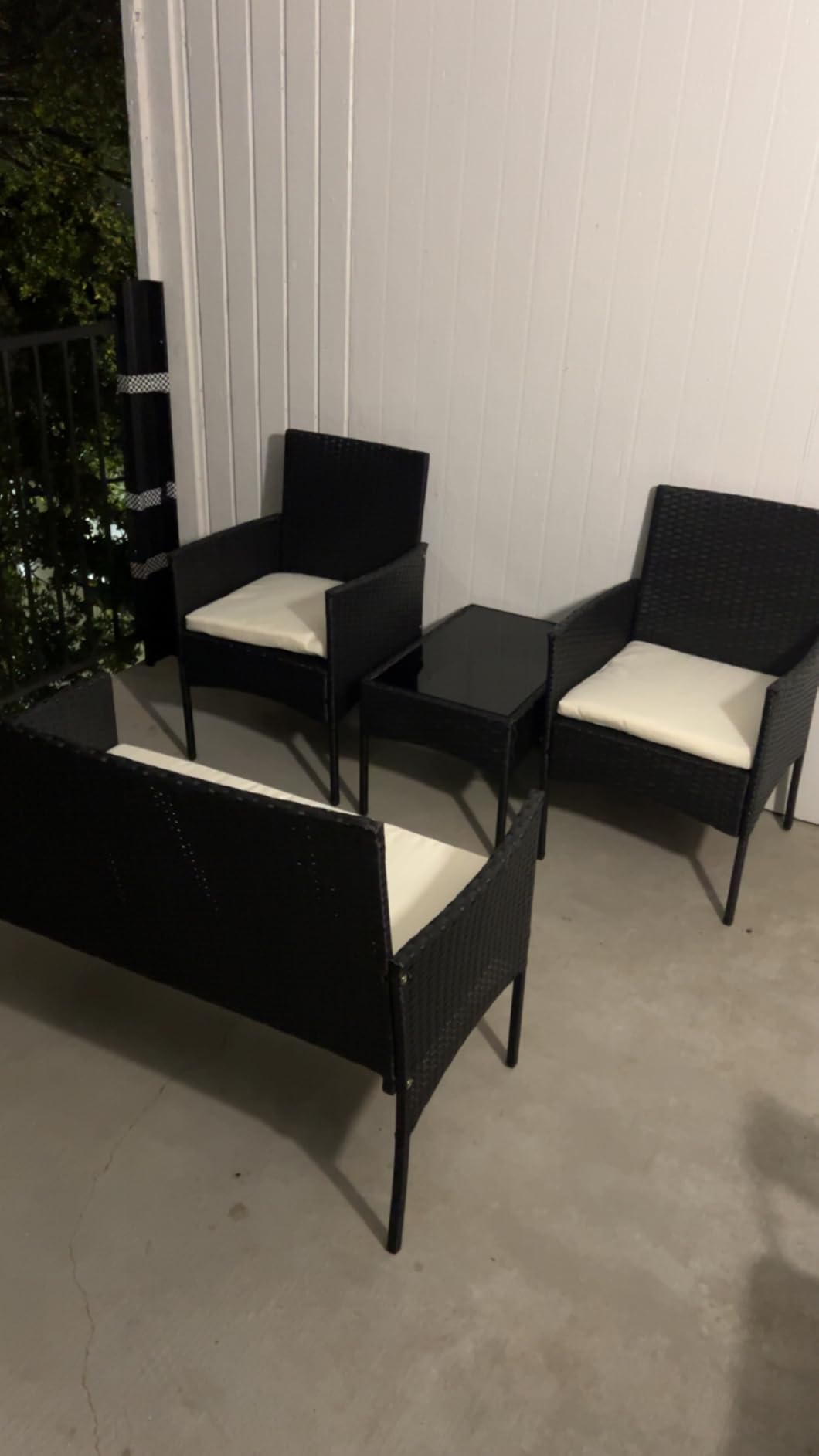 Shintenchi 4 Piece Outdoor Patio Furniture Set, Wicker Rattan Patio Conversation Set, Outdoor Chairs and Loveseat with Coffee Table for Porch, Yard & Poolside (Brown) - Customer Photo 1