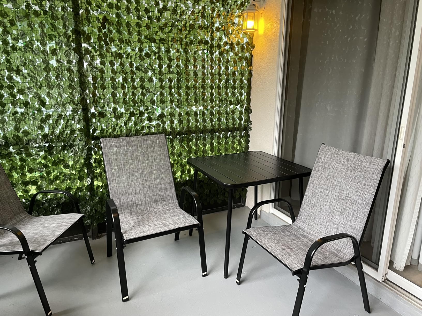 PIZZELLO 5-Piece Outdoor Patio Dining Set, 4Pcs Stackable Patio Chairs and Rectangular Dining Table, All Weather Outdoor Table and Chairs Set for Backyard, Garden, Deck and Poolside - Customer Photo 1