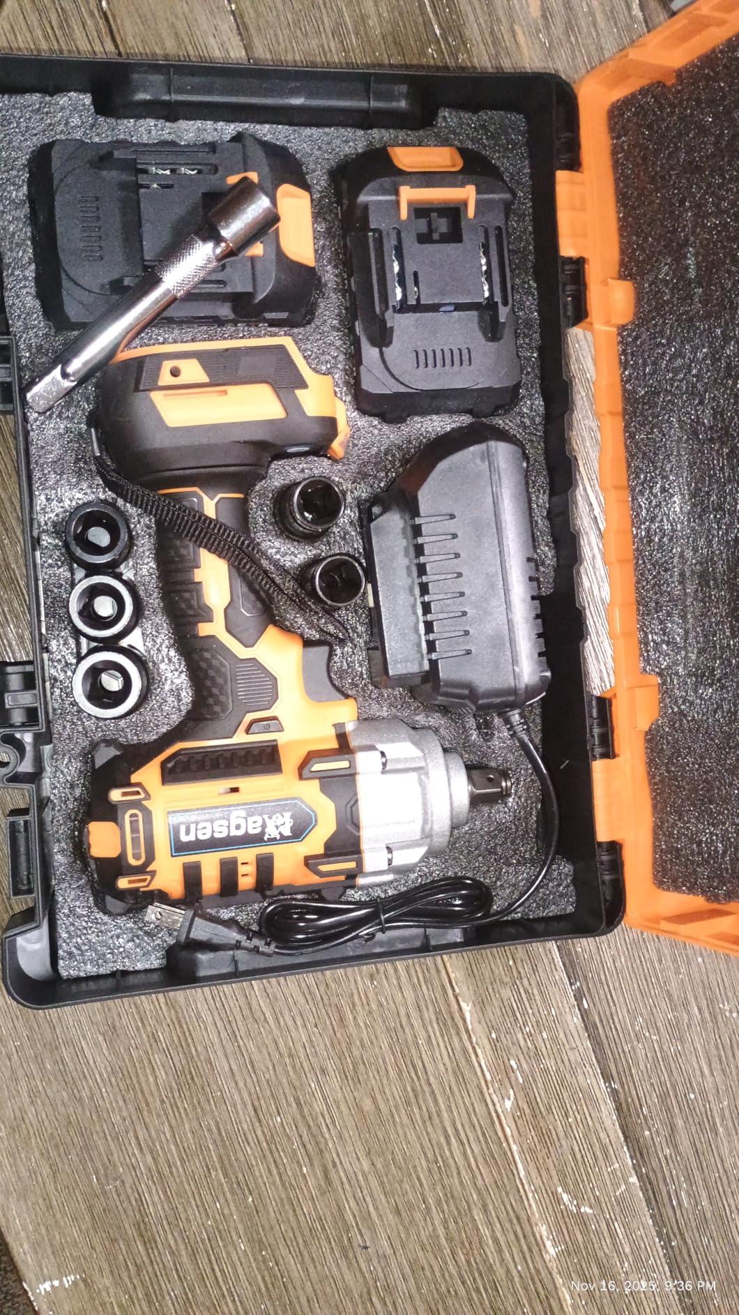 MAGSEN 1/2 inch Cordless Impact Wrench, 900Ft-lbs (1200N.m) High Torque Brushless Impact Gun,3800RPM,2x4000mAh Battery, 5 Sockets,LED Light,Electric Impact Motor Variable Speeds for Car/Mower/Pickup - Customer Photo 4