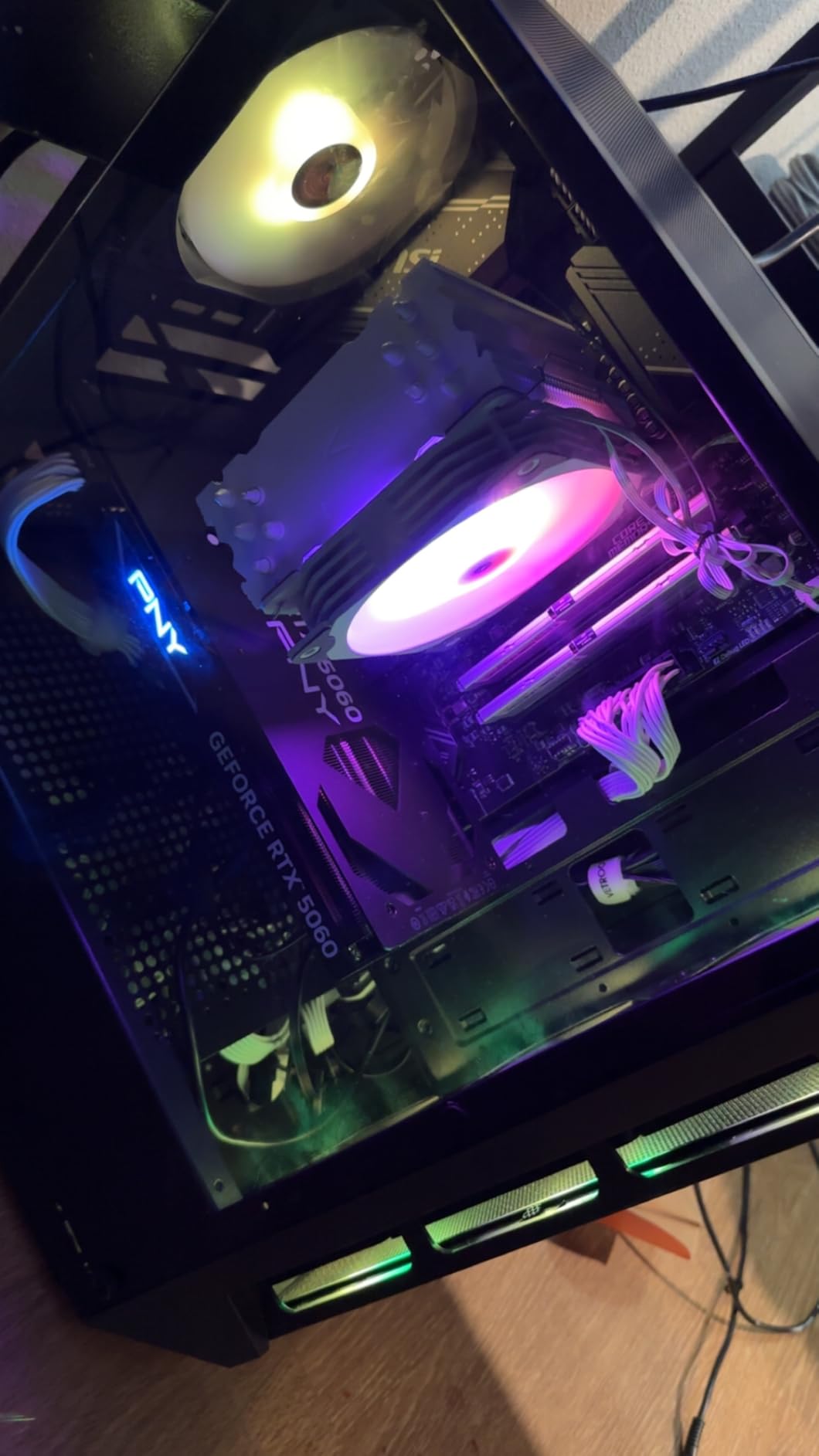 PNY NVIDIA GeForce RTX 5060 Epic-X ARGB OC Triple Fan Graphics Card (8GB GDDR7, 128-bit, SFF-Ready, PCIe 5.0, HDMI/DP 2.1, 2-Slot, NVIDIA Blackwell Architecture, DLSS 4) - Customer Photo 1