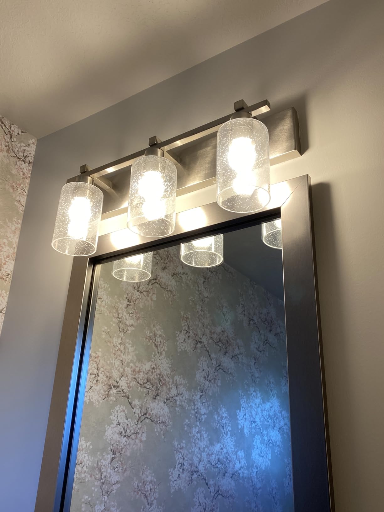 Espird Bathroom Vanity Light, 3 Light Matte Black Light Fixture with Thickened Clear Glass Shade, 21 inch Modern Wall Sconce - Customer Photo 2