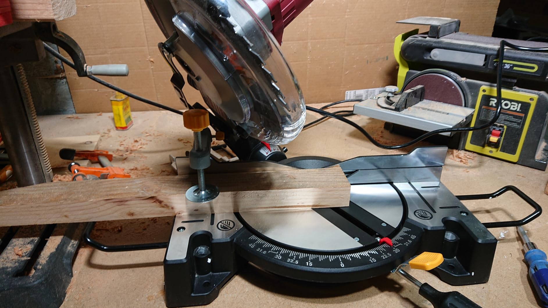 Marvtool 10-inch Compound Miter Saw, 5000RPM, 15 Amp, Single Bevel 0-45° with Extension Table, 36T Blade, Power Saw for Metal, Plastic, Wood, Laminates - Customer Photo 2