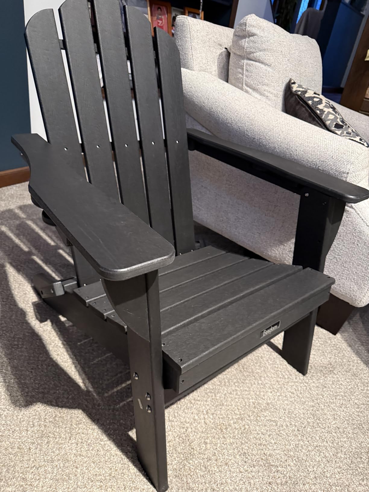 Eesdom Adirondack Chair Set of 2, 5-Slatted All-Weather Outdoor Adirondack Chair, Wood Texture Lawn Chair for Fire Pit, Patio, Garden, Poolside, Black - Customer Photo 2