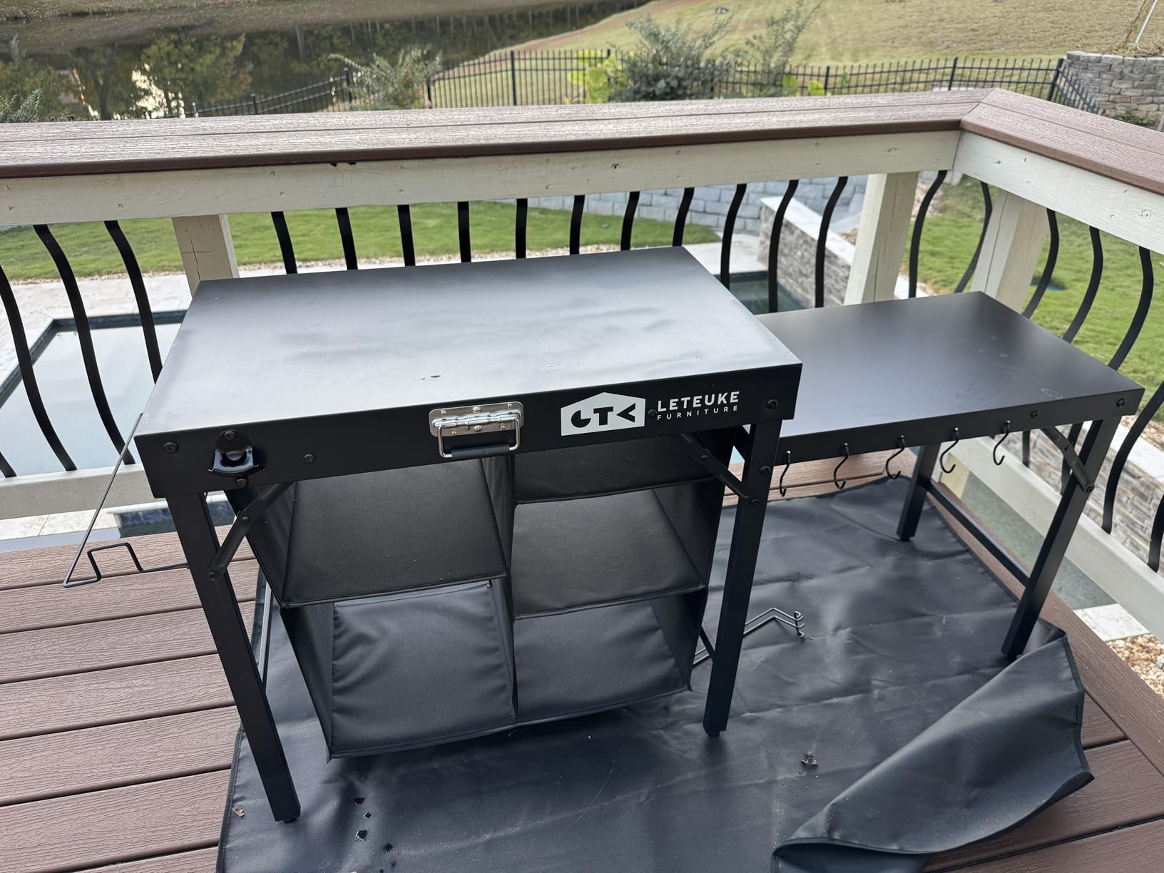 Leteuke Grill Table for Blackstone Griddle, Portable Foldable Grill Table with Storage Fits Ninja, Blackstone Griddle Stand for Outdoor Camping, Picnic, Garden, Patio, Dining, BBQ, Party - Customer Photo 2