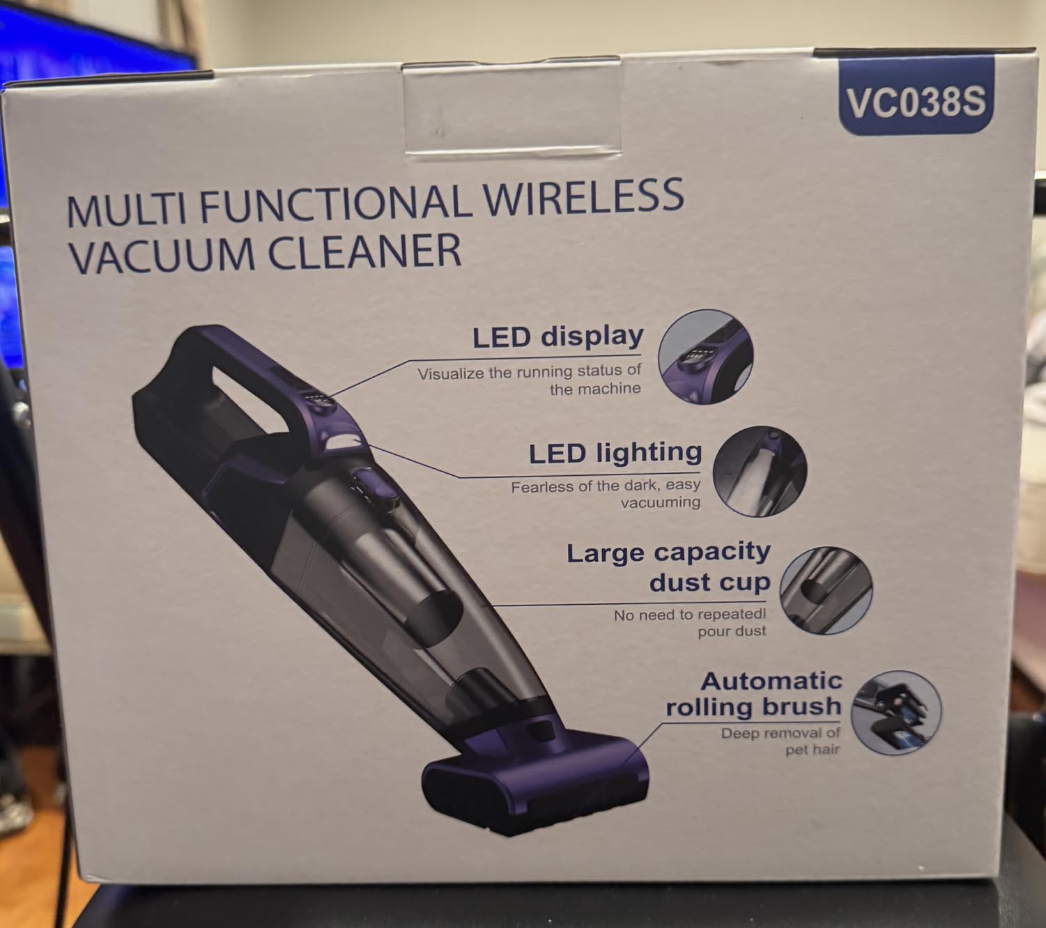 Pet Hair Handheld Vacuum Cordless: 20000PA High Power Car Vacuum with Motorized Brush and LED Light, Rechargeable Hand Held Vacuum Cleaner with Reusable Filter for Car, Home, Office & Pet, Blue - Customer Photo 2