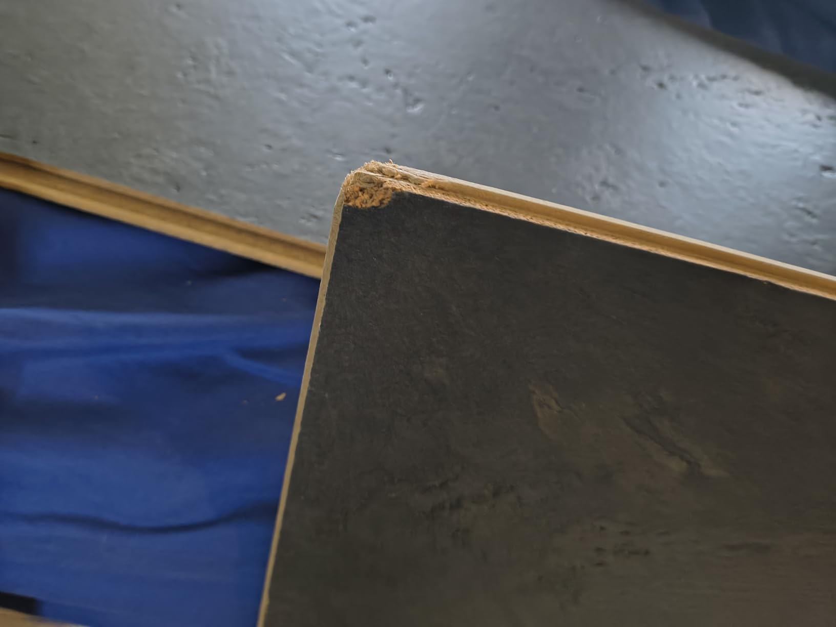 Patterned Dark Brown Cork Flooring Azulejo Forest | 905x295x10.5mm/ 35 5/8x11 5/8x3/8 Floating Floor Tiles | Vintage Aesthetic with Thermal Acoustic Insulation | PVC-Free & Durable | 22.992ft²/ Box - Customer Photo 1