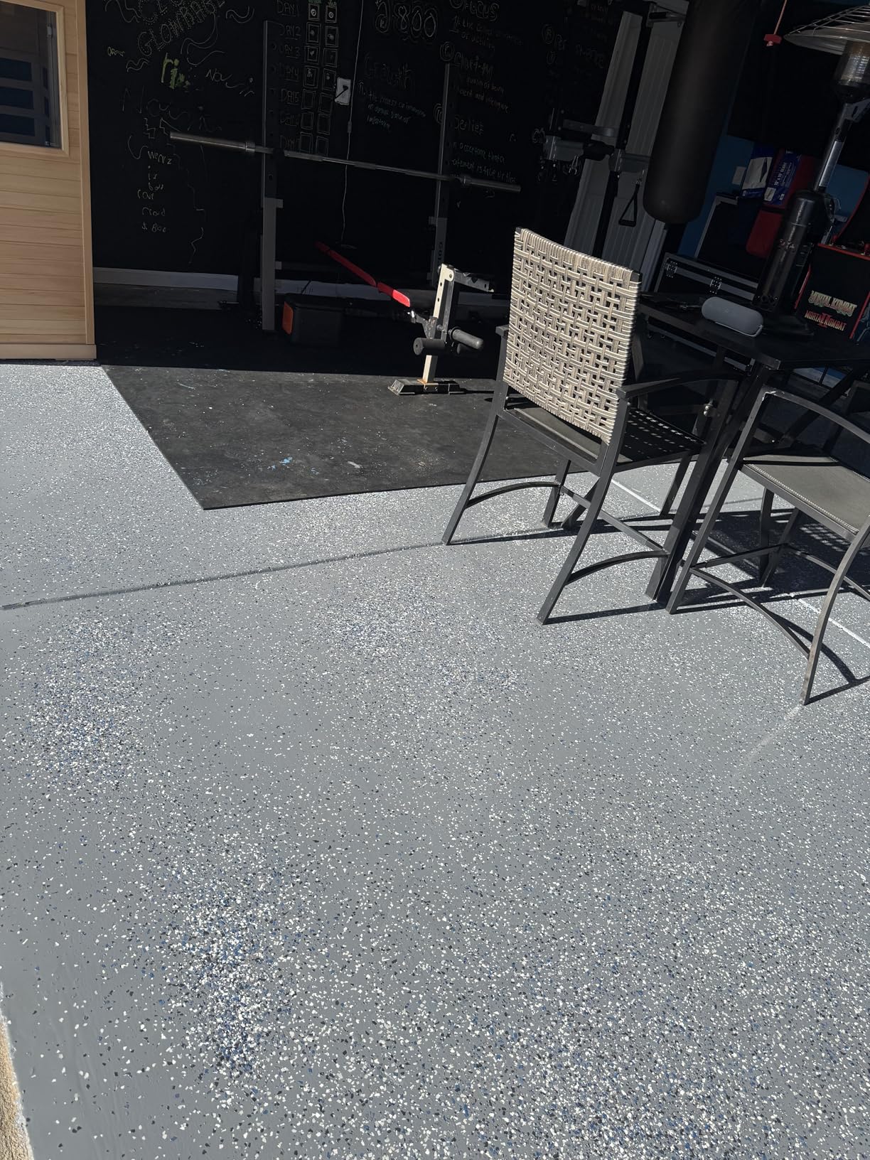 Gorilla Epoxy Garage Floor Coating (7 pc) Kit, 1-Car, Concrete Flooring, 100% Solids, Superior Adhesion, Incredibly Durable High Gloss Black Finish, 275 sq. ft. Coverage - Customer Photo 1