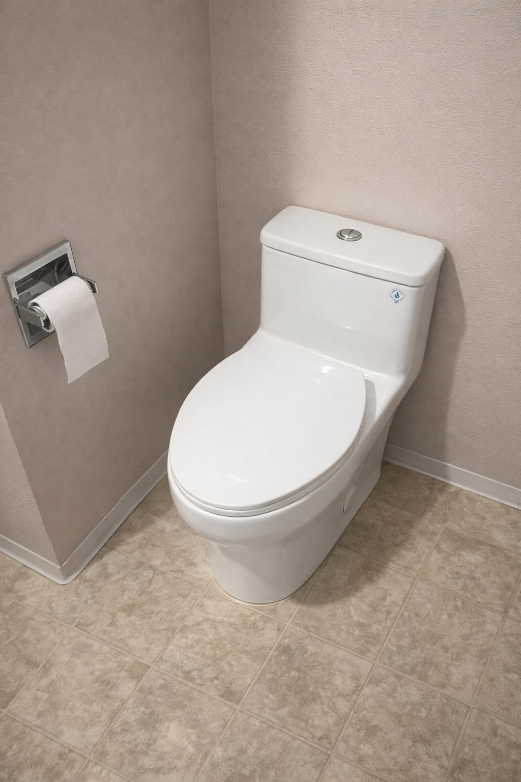 Elongated One Piece Toilet with Comfort Chair Seat ADA Height 17.33