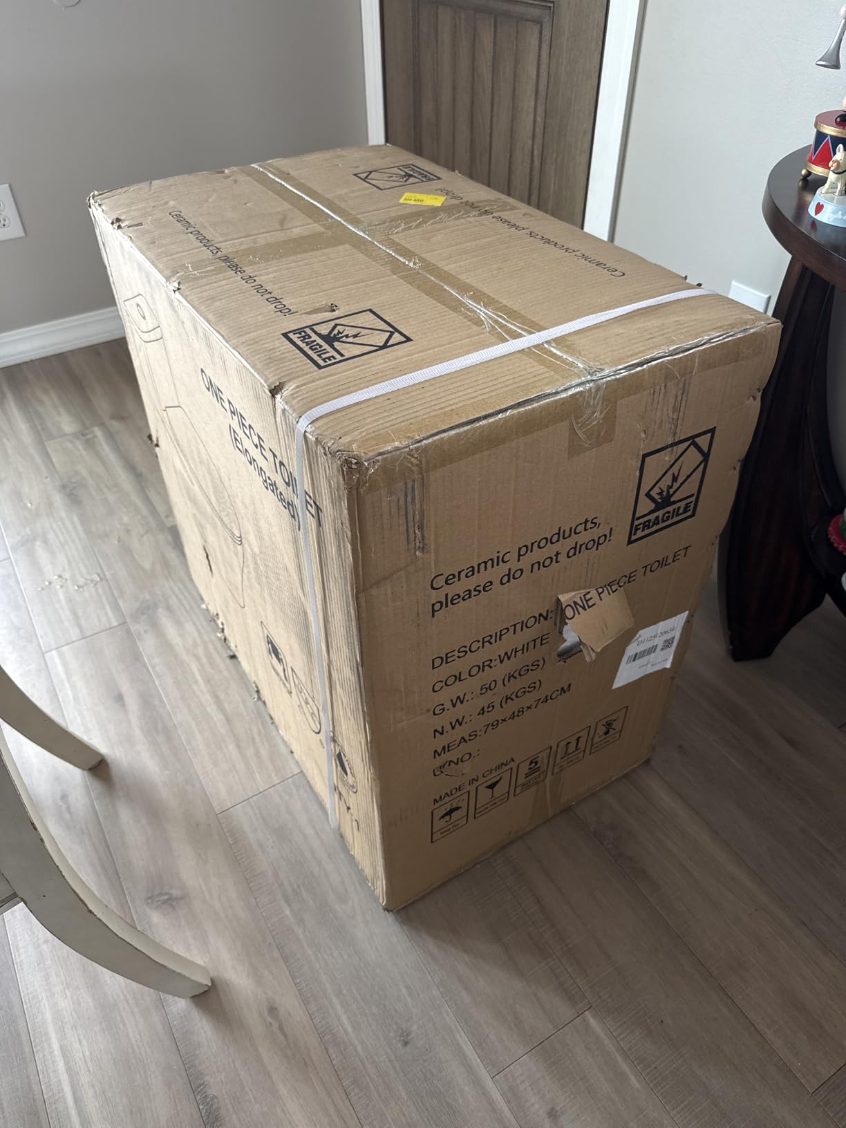 Elongated One Piece Toilet with Comfort Chair Seat ADA Height 17.33