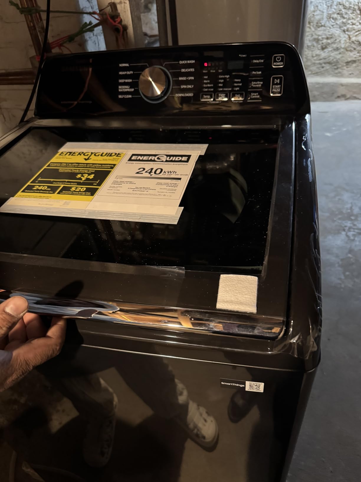 Samsung Smart 4.7 Cu Ft Top Load Washer & 7.4 Cu Ft Electric Dryer, Sensor Stops Overdrying, Low Vibration Quiet Wash, WaterJet w/Power Cords, Hoses, Vent Duct, 1 Year CPS Protection Bundle (Black) - Customer Photo 2