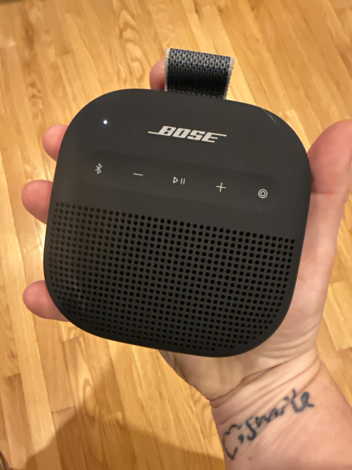 Bose New SoundLink Micro Portable Bluetooth Speaker (2nd Gen), Wireless Outdoor Speaker, Up to 12 Hours Battery Life, Waterproof and Dustproof, Blue Dusk - Customer Photo 4