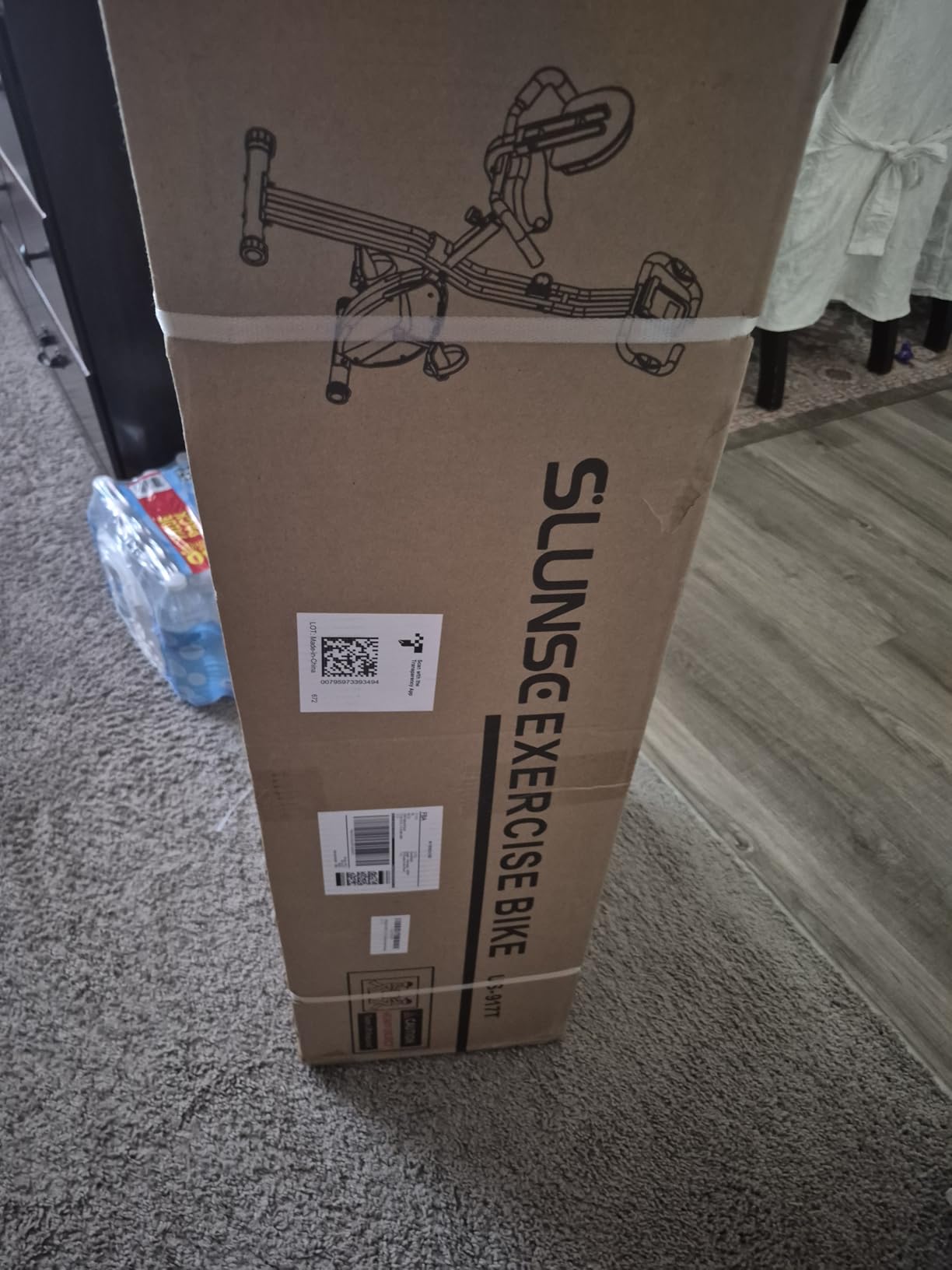 SLUNSE 5 IN 1 Foldable Stationary Bike for Home, Indoor Cycling Bike with 16 Level Adjustable Magnetic Resistance, 350LBS Weight Capacity, Soft Seat Backrest For Fitness Workout - Customer Photo 2