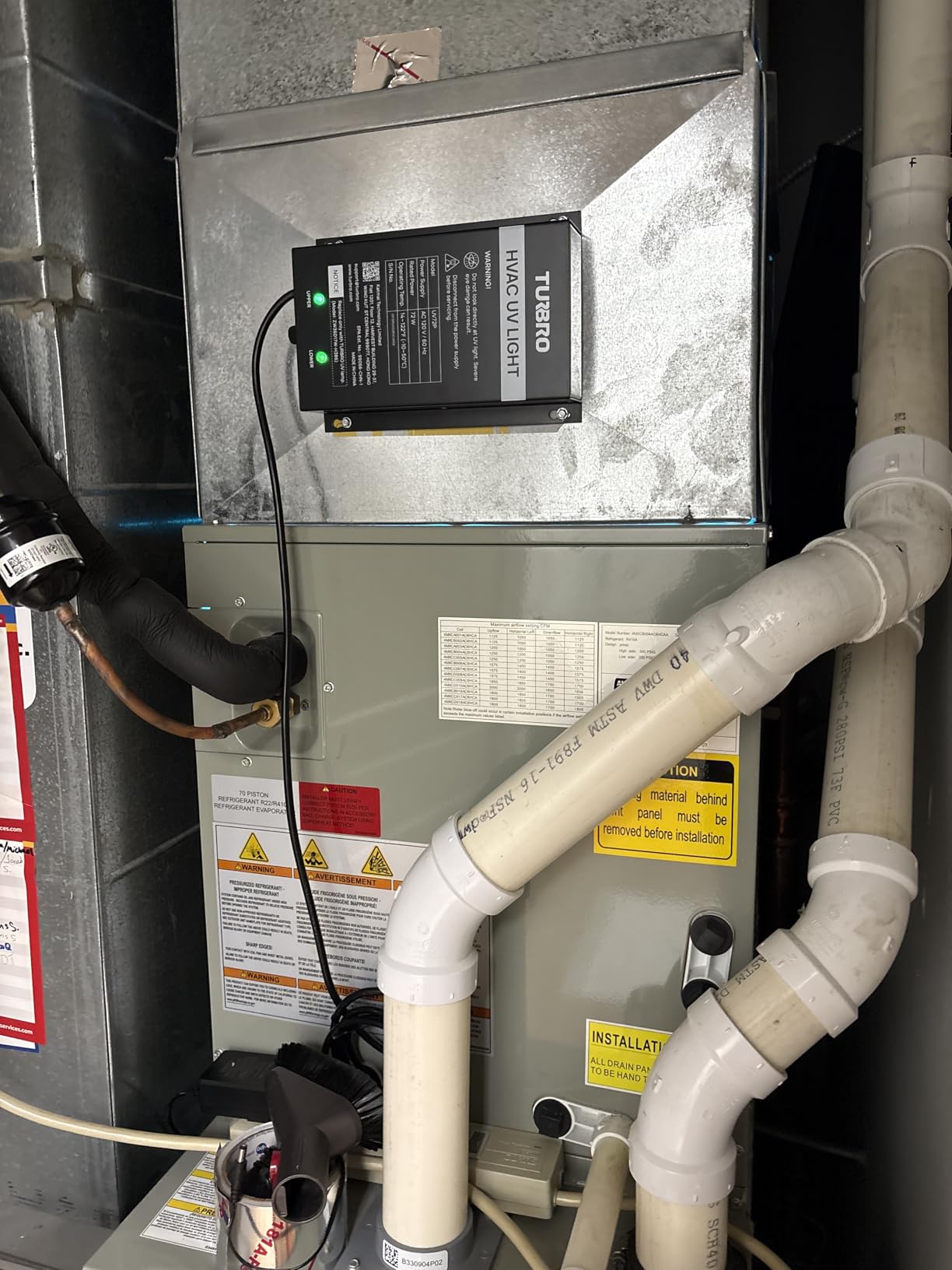 TURBRO 72W UV Sanitizer Lamp with Energy Saving Airflow Sensor, Ozone Free Ultraviolet Light, Air Purifier for HVAC Units and Ducted Systems, Direct Plug-in 120V, UV72PA - Customer Photo 2