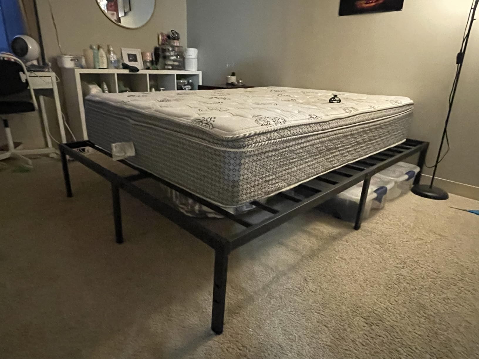 Sweetcrispy Queen Bed Frame - Heavy Duty Metal Platform Bed Frames Queen Size with Storage Space Under Frame, No Box Spring Needed, 14 Inches, Sturdy Steel Slat Support - Customer Photo 2