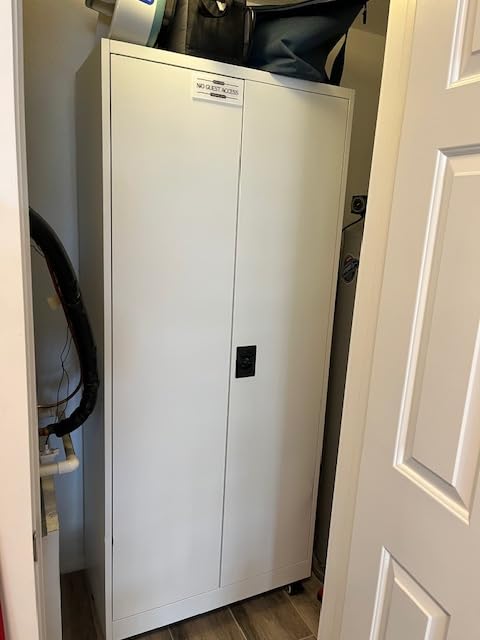 Yizosh Metal Garage Storage Cabinet with Locking Doors and Adjustable Shelves, 75