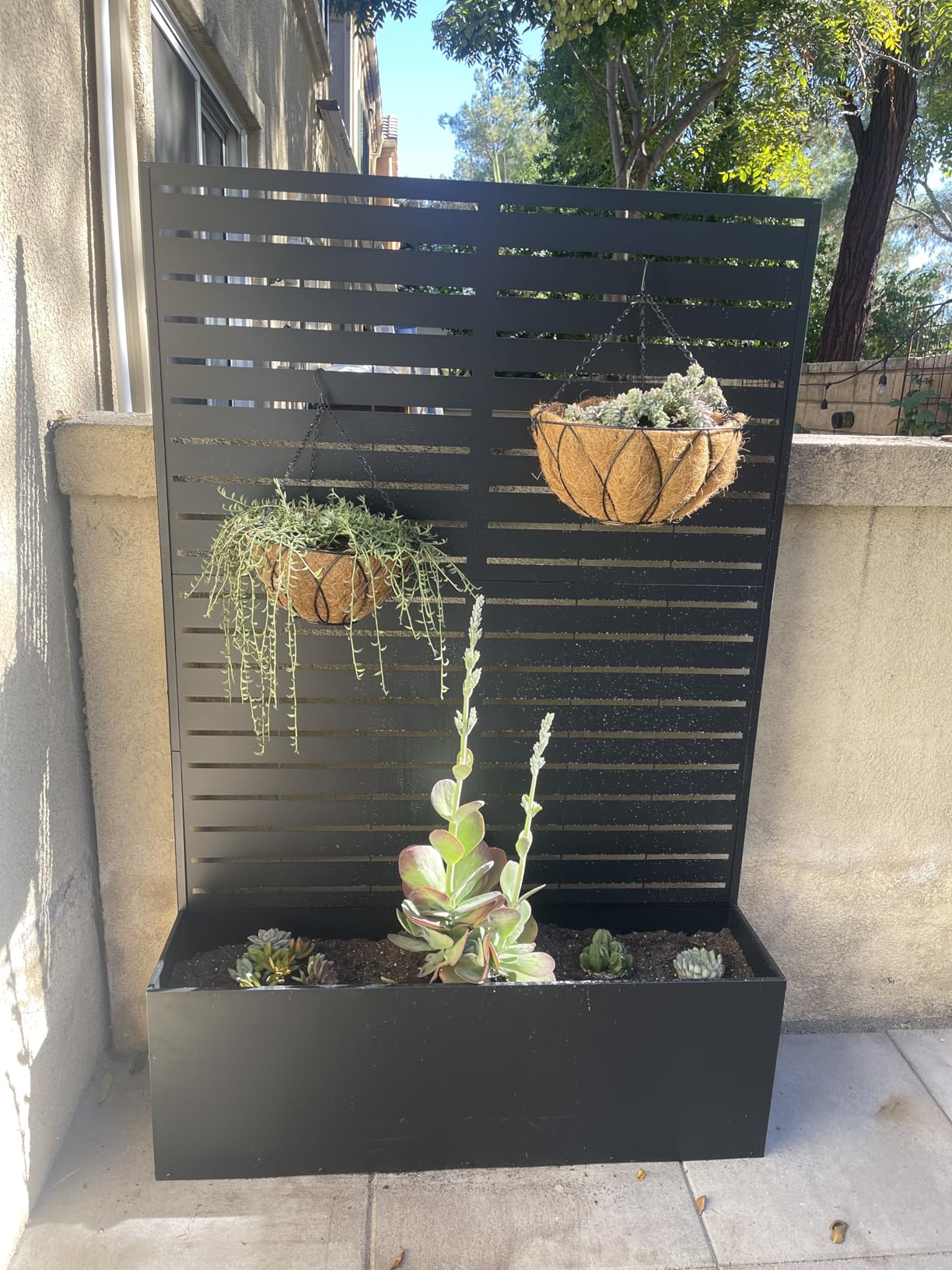 2PCS Metal Planter Box with Trellis,70.9