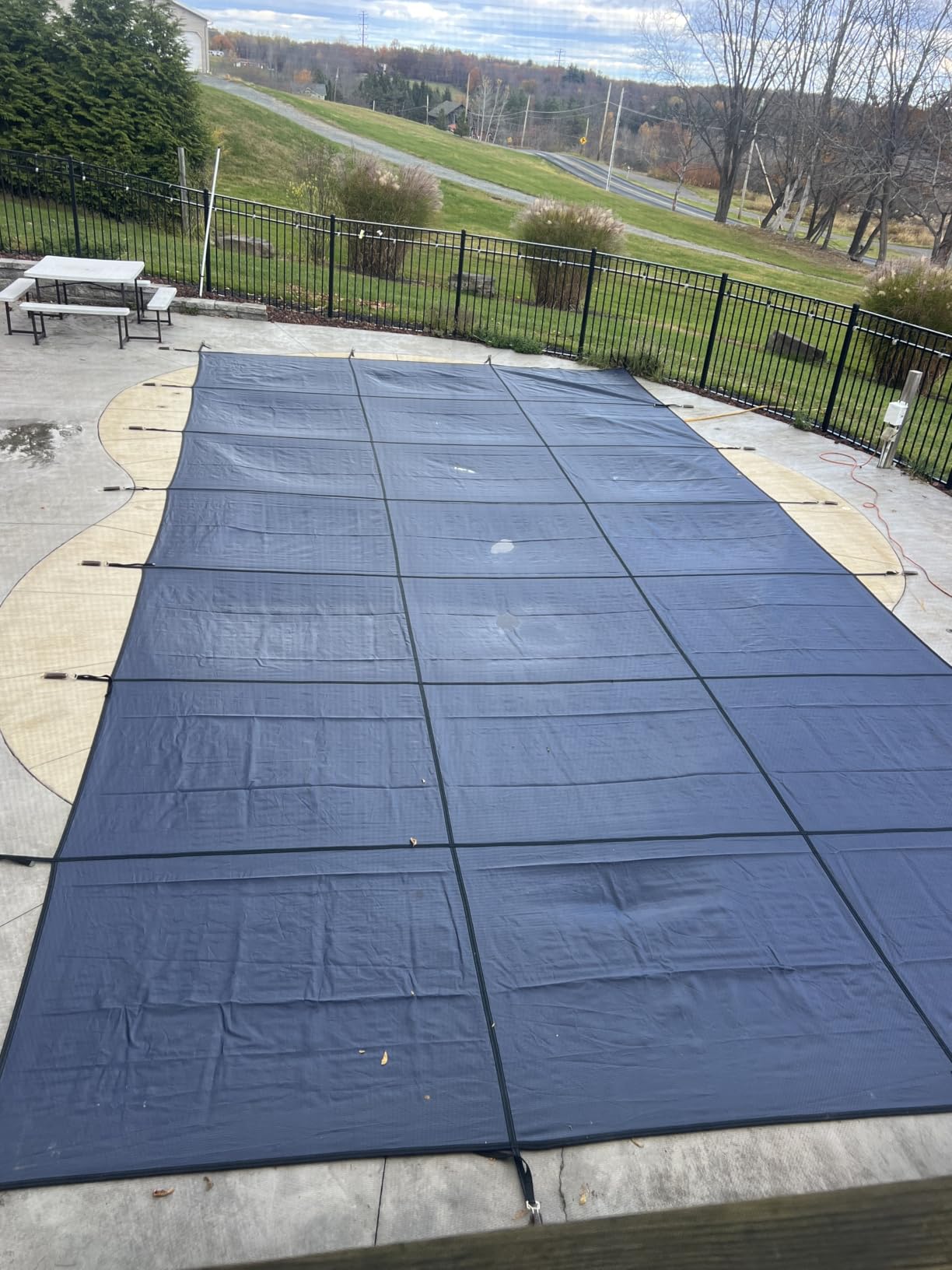 FammyLoft Inground Pool Safety Cover Fits 23x43ft Pools, Winter Pool Covers for Inground Pools, Swimming Pool Cover with Hardware Kit Included, Triple Stitched Mesh, Blue - Customer Photo 1