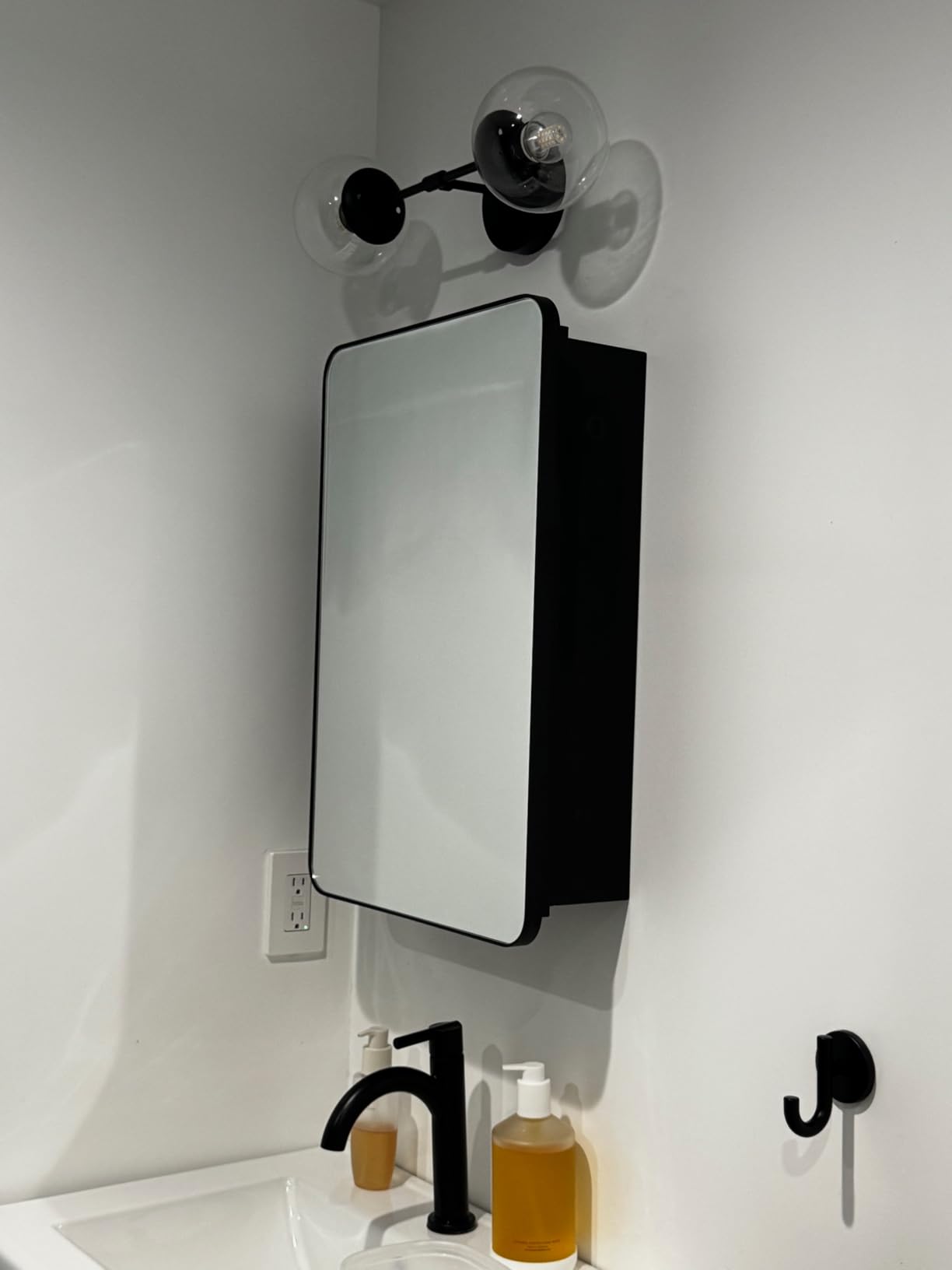 GoTiling Medicine Cabinet with Mirror 20x26 Inch, Black Aluminum Bathroom Mirror Cabinet with Storage, 8 Adjustable Shelves Including 2 Anti-Tip Acrylic Boards, Recessed or Surface Mount, Soft Close - Customer Photo 2