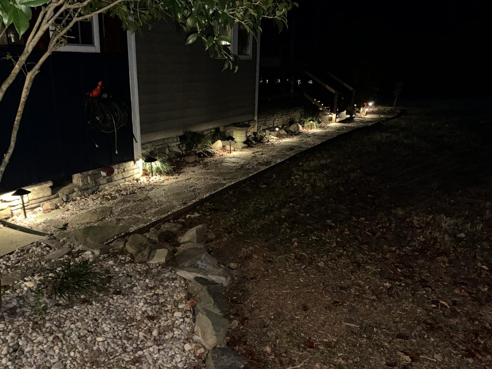 SUNVIE All-in-One LED Low Voltage Landscape Lighting Kit 6 Pathway Lights 2 Spotlights with 60W Photocell Transformer 100FT Wire for Path&Garden, Aluminum, ETL Listed, Dusk to Dawn, Waterproof, 3000K - Customer Photo 1