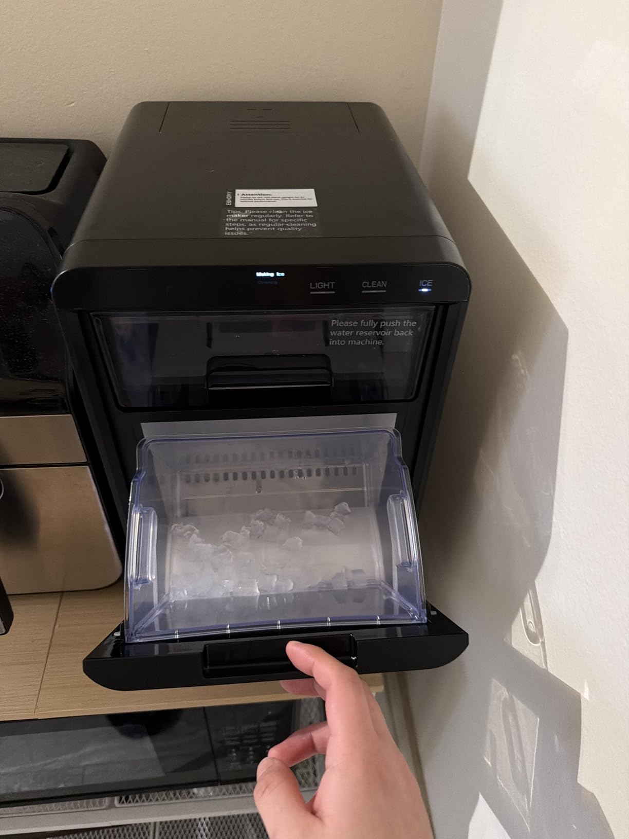 EUHOMY Nugget Ice Maker Countertop, 40Lbs/24H Pebble Ice Maker Machine, Self-Cleaning Countertop Sonic Ice Makers with Ice Scoop&Basket, Pellet Ice Maker Machine for Home/Kitchen/Office - Customer Photo 5