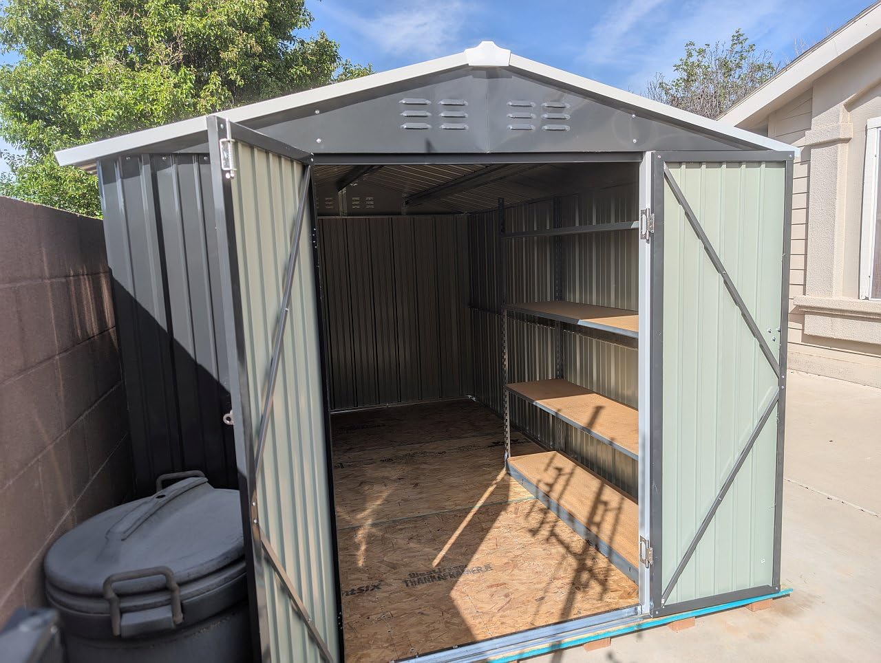 Polar Aurora 12x14 FT Outdoor Storage Shed, Garden Shed with Updated Frame Structure and Lockable Doors, Metal Tool Sheds for Backyard Garden Patio Lawn, White - Customer Photo 1