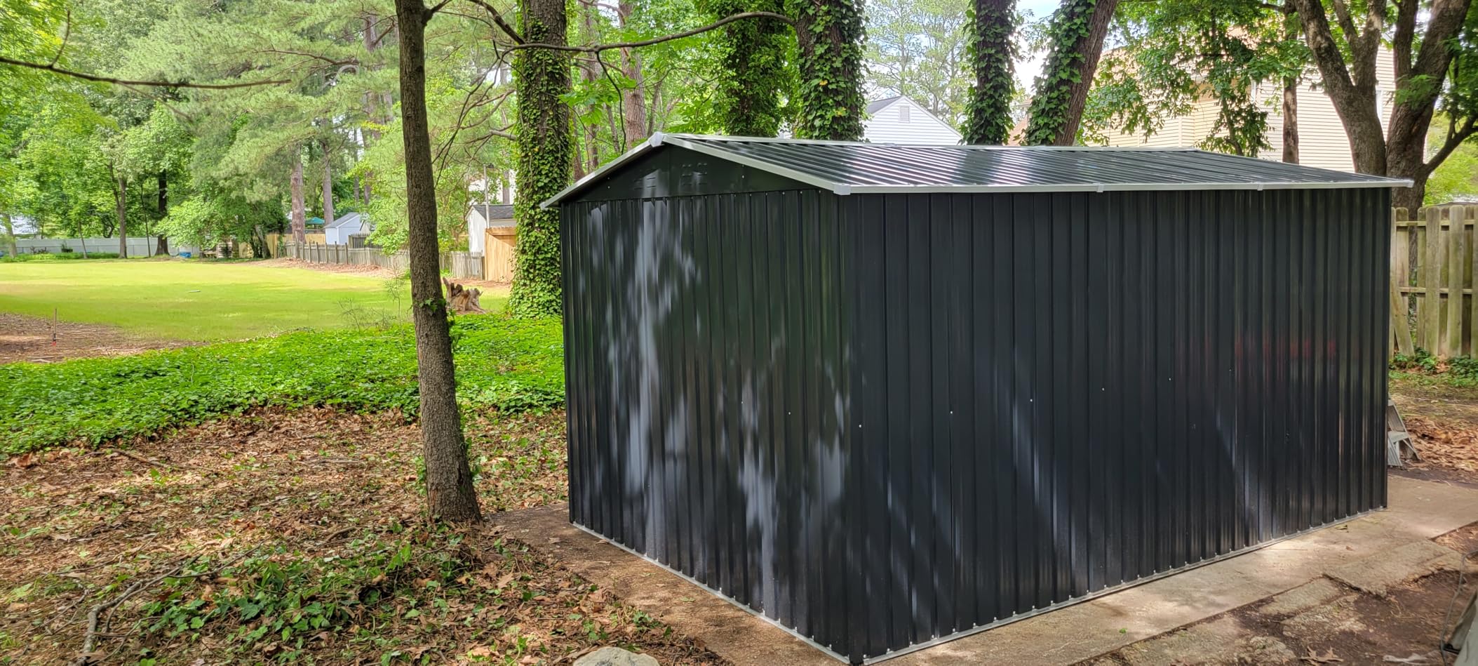 Polar Aurora 12x14 FT Outdoor Storage Shed, Garden Shed with Updated Frame Structure and Lockable Doors, Metal Tool Sheds for Backyard Garden Patio Lawn, White - Customer Photo 2