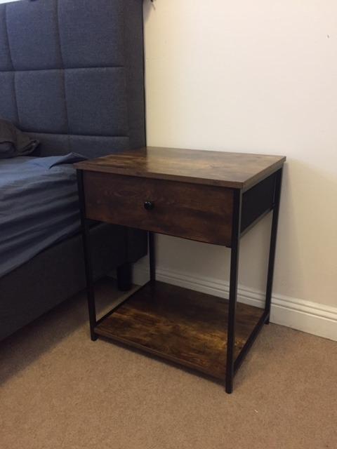 SONGMICS BELLAH Collection - Nightstand with Charging Station and App-Controlled Adjustable LED Lights, Bed Side Table, 2 Drawer and 1 Open Shelf, Bedroom, Cloud White and Snow White ULGS302WH01S - Customer Photo 1