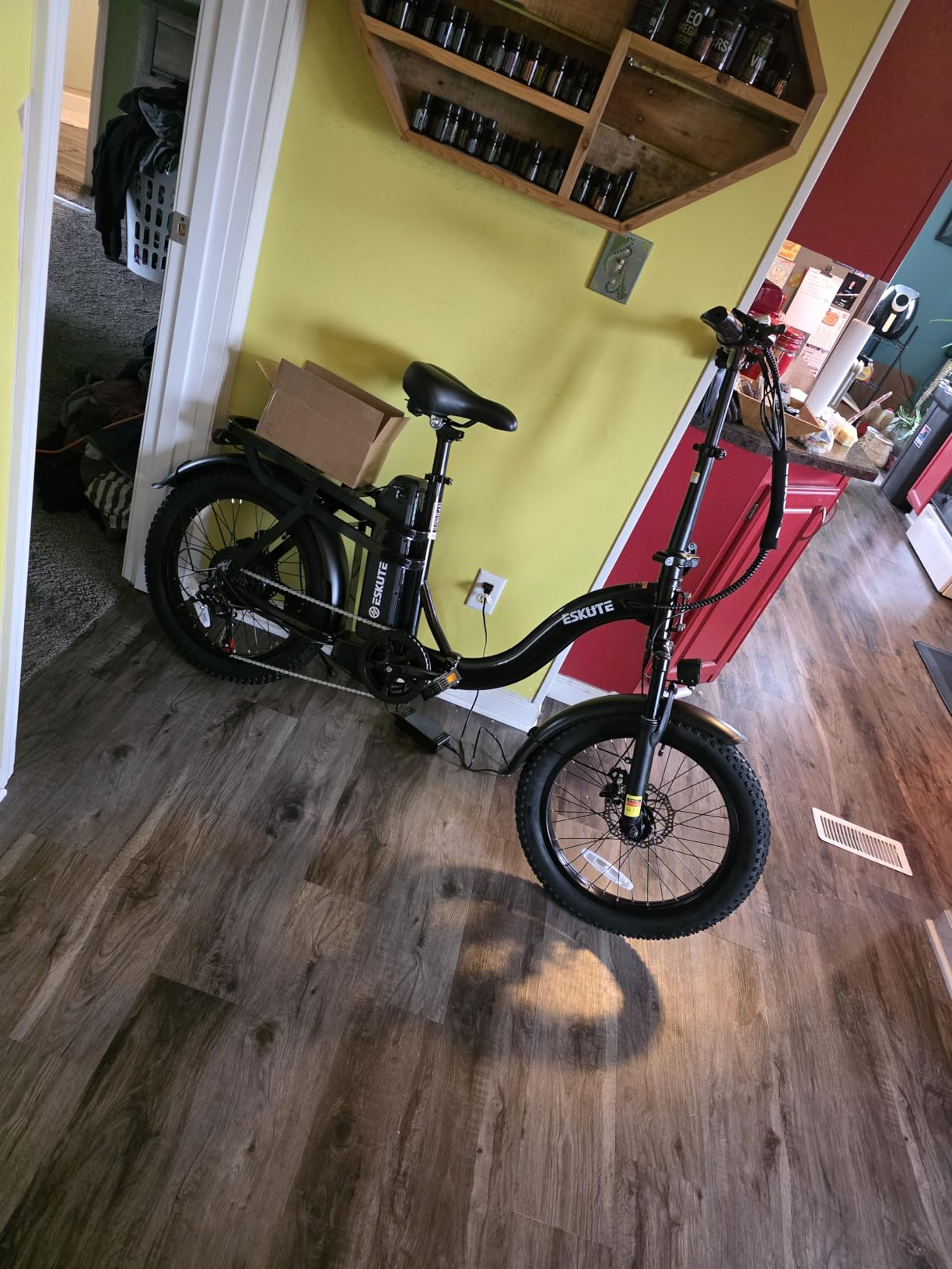 ESKUTE Electric Bike for Adults – 1200W Peak Motor, Folding 20x3 Fat Tire E‑Bike, 48V 10.4Ah Battery, Step‑Through Cargo Fold Ebike, NFC Unlock, 28 MPH, 7‑Speed, Up to 55 Miles - Customer Photo 2