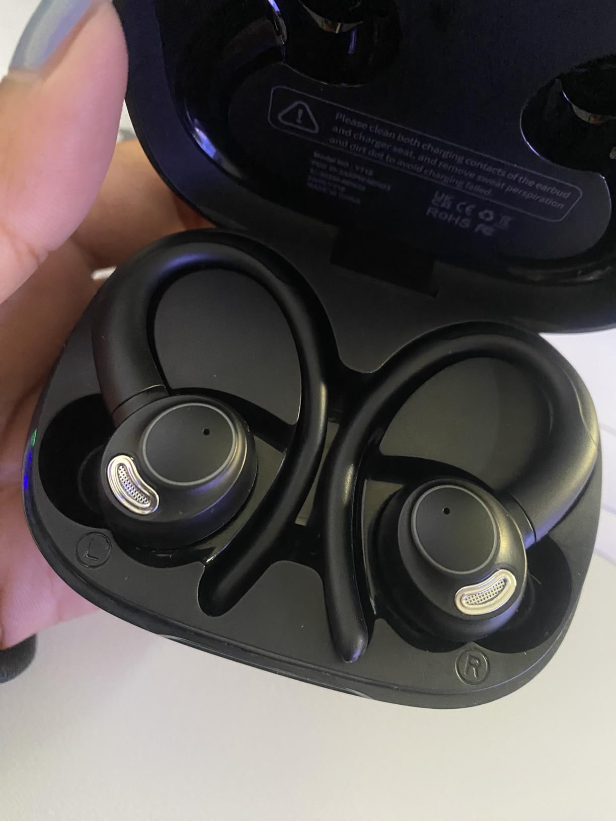 Wireless Earbuds, Bluetooth 5.4 Headphones Sport, Over Ear Buds With ENC Noise Cancelling Mic, 48H, Wireless Earphone With Earhooks, Stereo Deep Bass, IP7 Waterproof ear bud for Workout Running, Black - Customer Photo 5