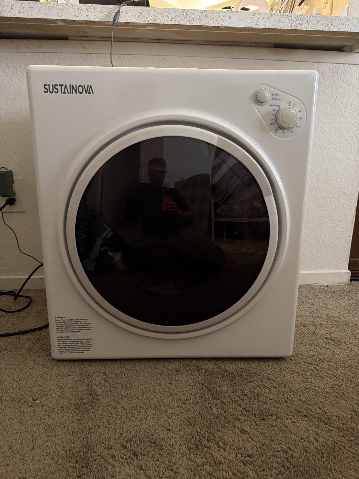 Elevon 1500W Portable Clothes Dryer, 3.5 cu.ft Electric Drying Machine for Laundry with Steel Tub for Apartment, Dorms, Compact Dryer for Small Space, Black/White - Customer Photo 2