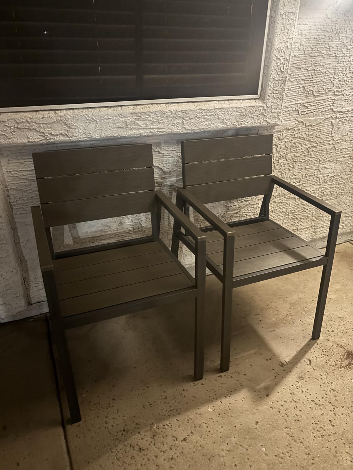 Oasbira Outdoor Dining Set for 6, Patio Table and Chairs Set with Umbrella Hole, 7 Pieces HDPS + Aluminum Outdoor Furniture Sets for Patio, Garden (Gray & Teak) - Customer Photo 2