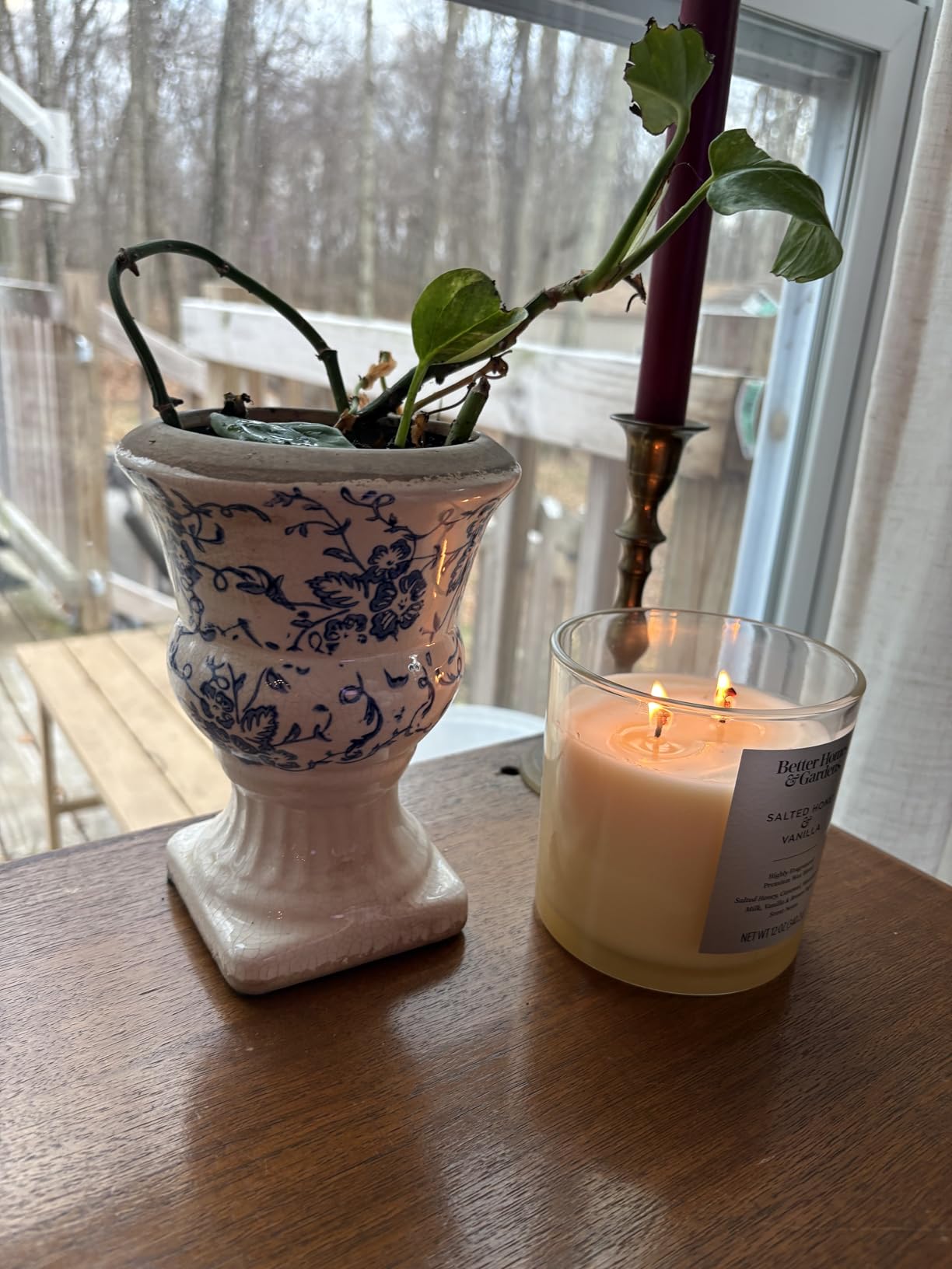 Sungmor Small Ceramic Urn Planter - Grey Scroll Floral Pedestal Flower Pot, Decorative Vintage Chinoiserie Style Planters, Tuscan Accent Vase Indoor Outdoor Plant Holder with Drainage - Customer Photo 1