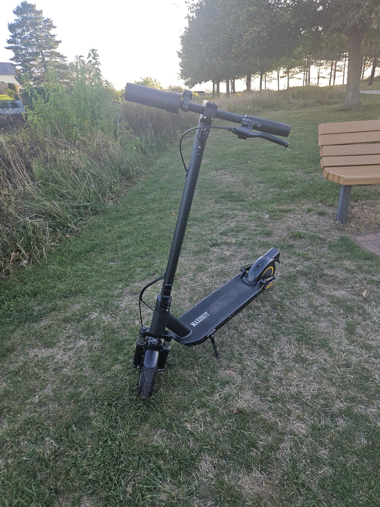 MAXSHOT Electric Scooter Adults, Foldable Electric Scooter with Seat & Basket, 750W Peak Motor, 48V 10.4Ah Battery, 14