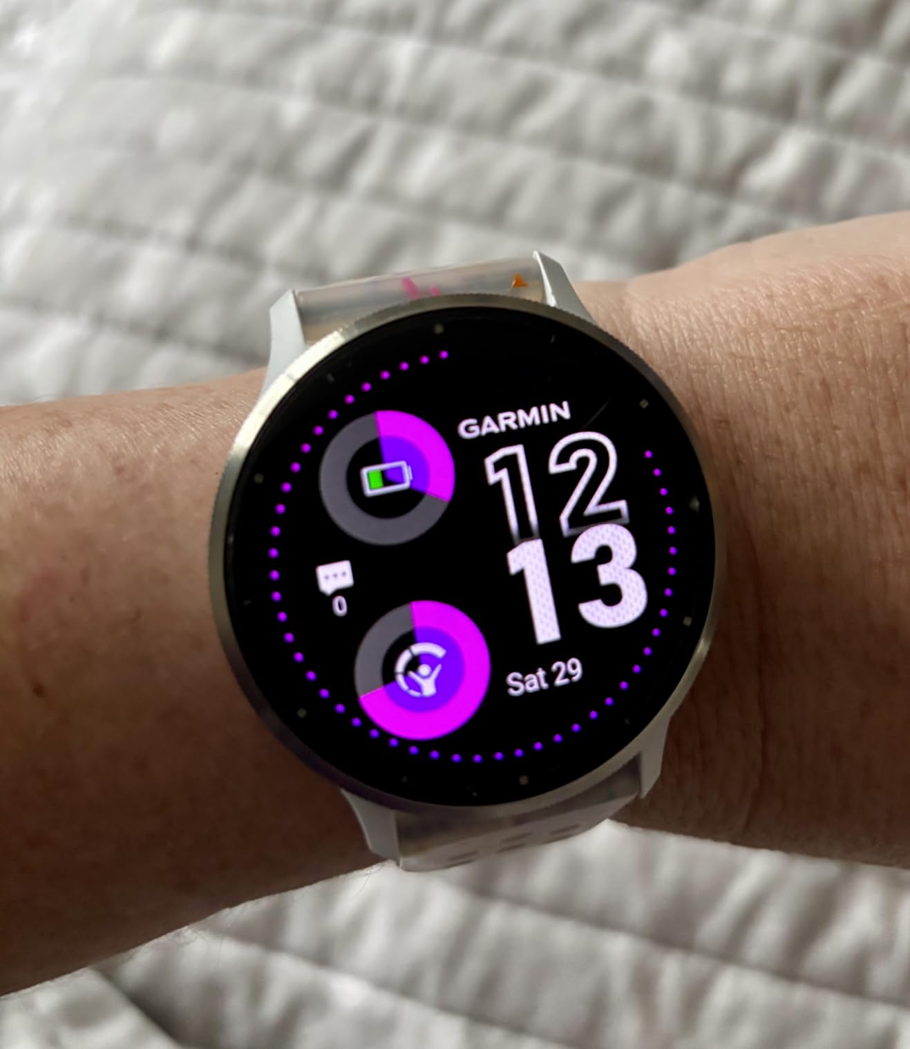 Garmin Venu 3 Health Fitness GPS Smartwatch Silver Bezel/Whitestone Band (45mm) - (Renewed) - Customer Photo 1