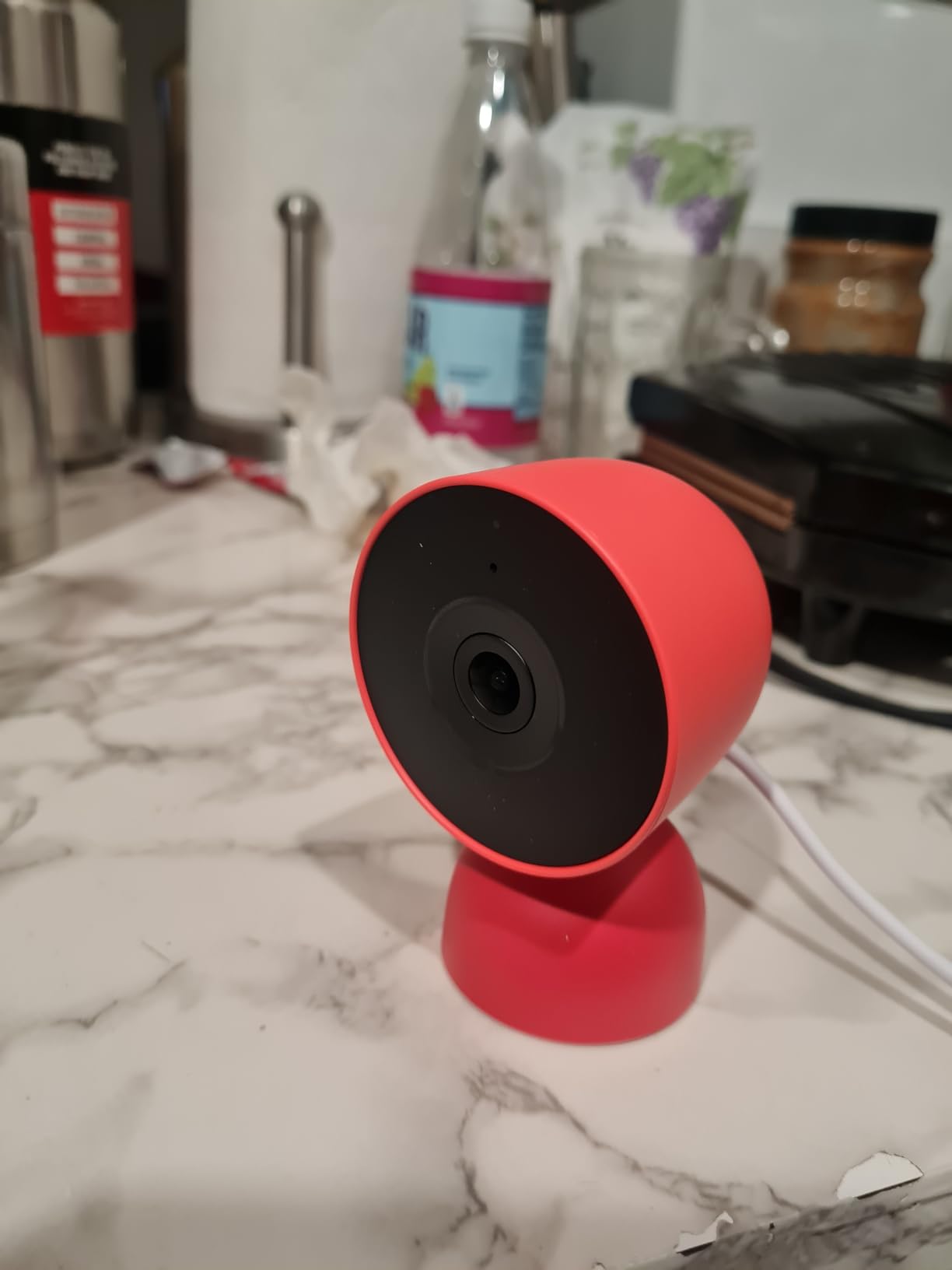 Nest Cam Indoor (Wired, 3rd Gen) - Security Camera - 2025 - Snow | 2K video, motion detection, color night vision, 2-way audio, works with Google Home and Gemini, intelligent alerts customer photo 1