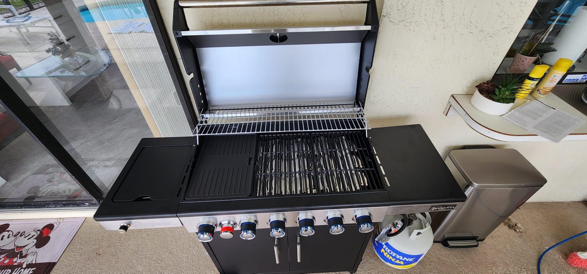 Brand-Man Portable Propane Gas Grill, 4 Burner Compact Cabinet Style Gas BBQ Grill with Infrared Side Burner & Side Table for Outdoor Barbecue Grilling & Backyard Cooking - Customer Photo 1