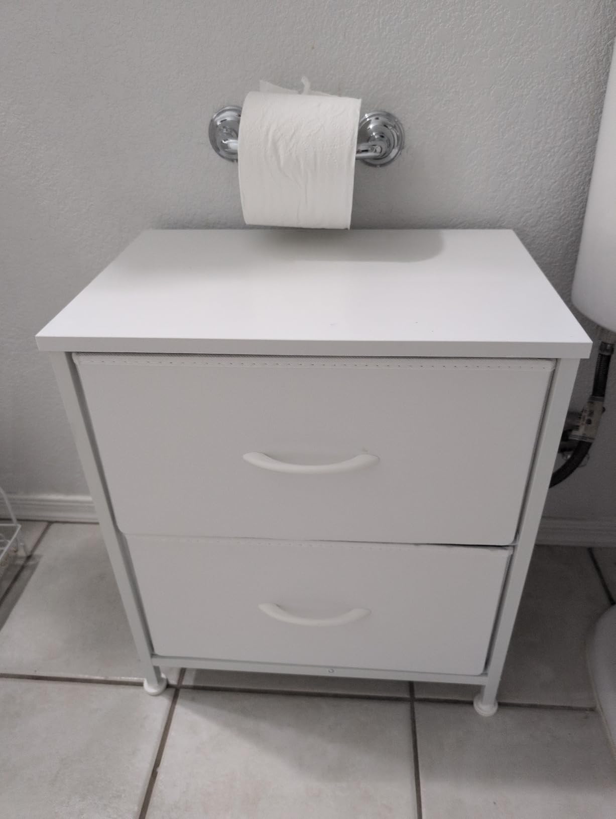 Nightstand, Small 2 Drawer Dresser End Table Bedside Furniture, Wooden Top Fabric Bins for Bedroom, Closet, Entryway, Dorm, 11.8