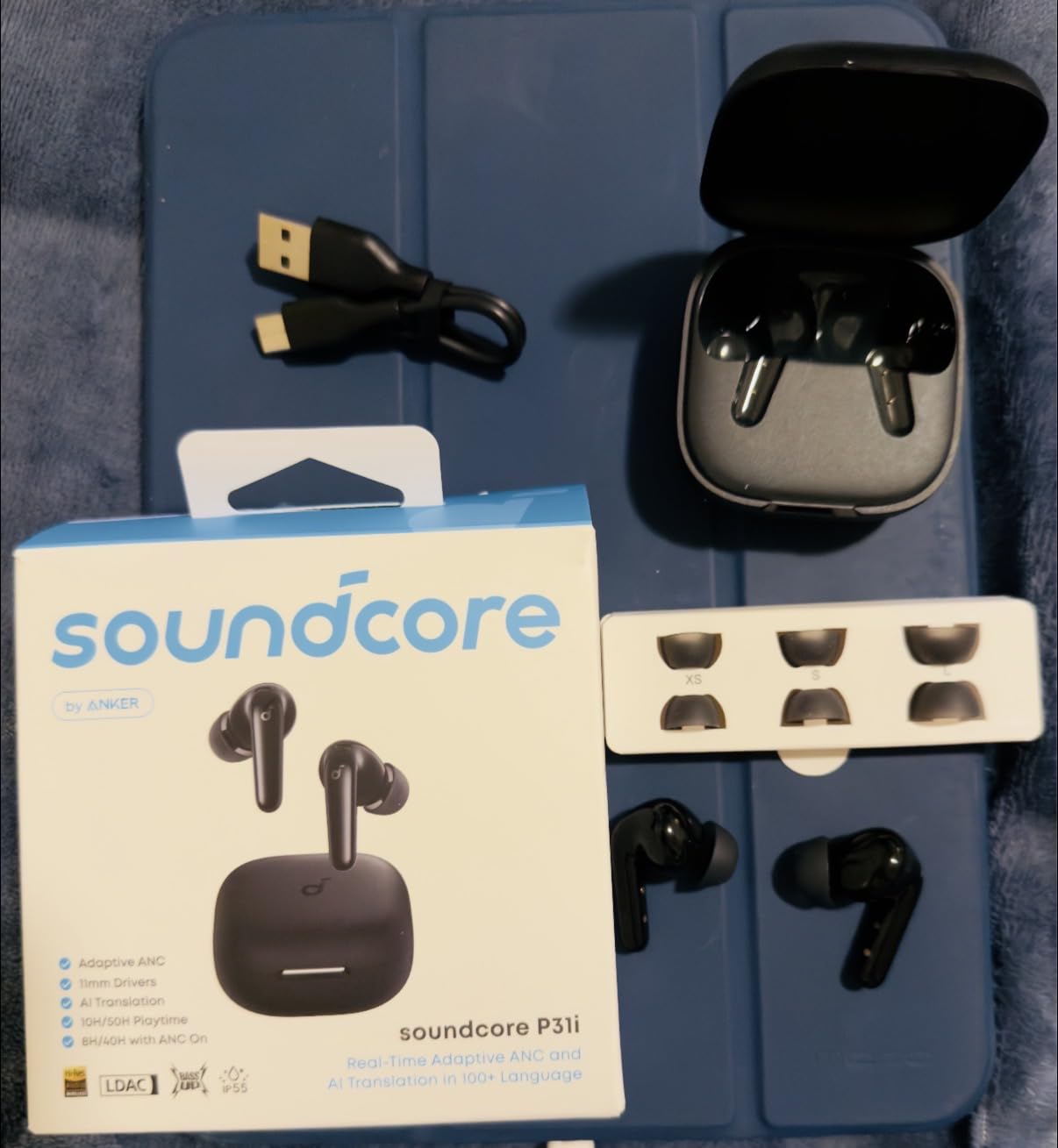 Soundcore P31i by Anker, Real-Time Adaptive Noise Cancelling, Hi-Res Sound, Translation Earbuds, 50H Playtime, Wireless Earbuds, Bluetooth Earphones, Spatial Audio, Fast Charging, IP55 - Customer Photo 1