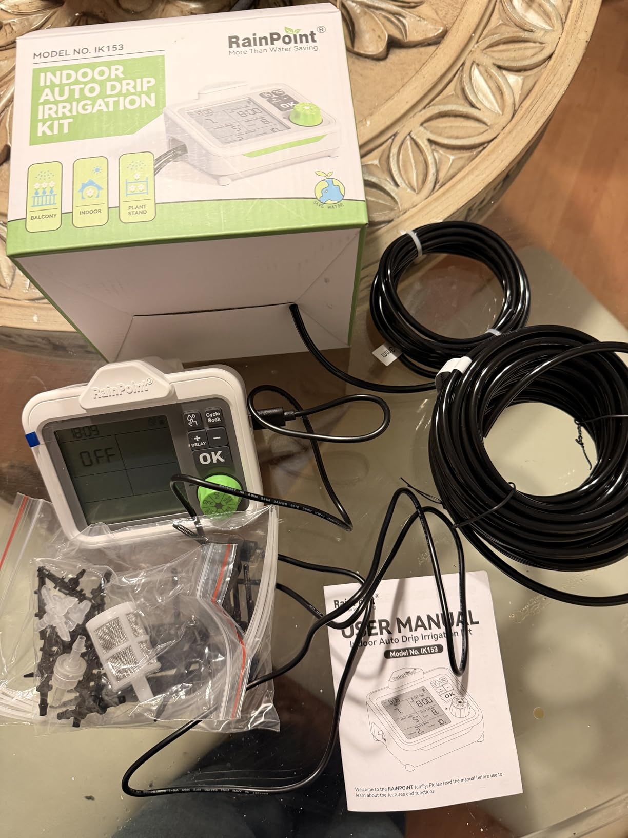 RAINPOINT Large Display Automatic Plant Waterer Indoor for Pot Plants,Cycle & Soak Mode Vacation Self Watering Drip Irrigation System Device Kit Office Patio Greenhouse Grow Tent Water 10-15 Plants - Customer Photo 1