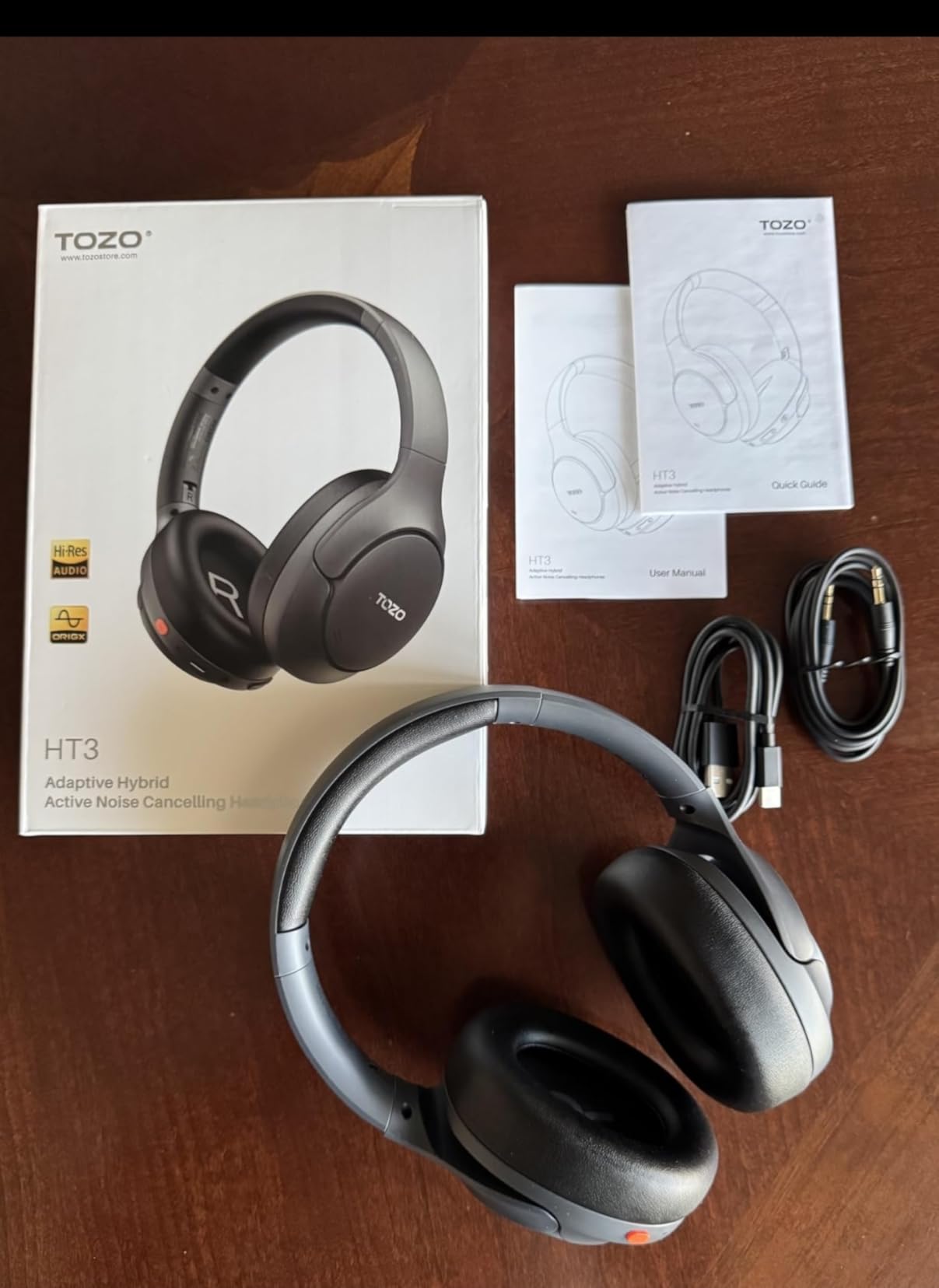 TOZO HT3 Hybrid Noise Cancelling Headphones, 90H Playtime Wireless Over Ear Bluetooth Headset, Spatial Audio AI Chat with 5 Mics, Supports Dual Connection and USB-C Input, with 32 EQ Music Modes - Customer Photo 1