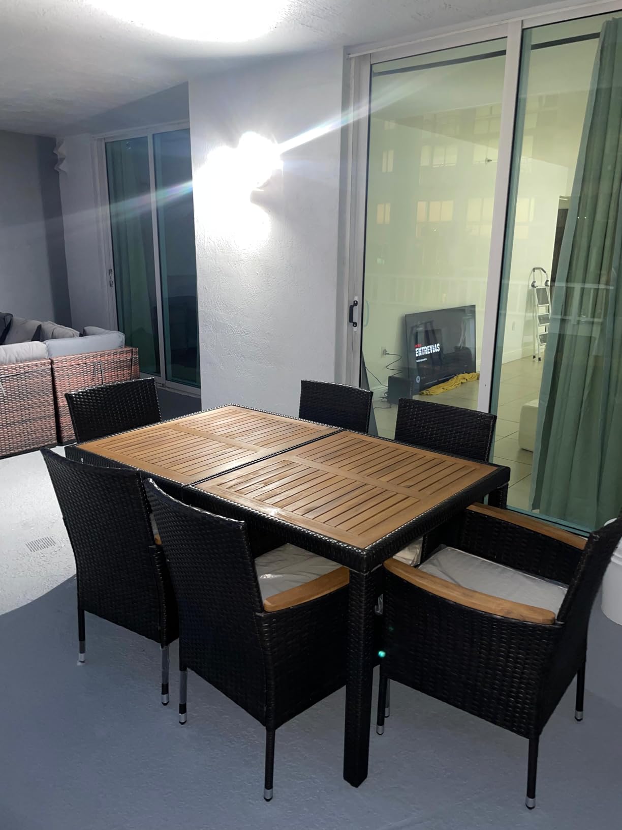 Shintenchi 5 PCS Patio Dining Set, Wicker Outdoor Table and Chairs with Soft Cushions, Patio Furniture Set with Wood Table Top for Backyard, Deck and Garden, Brown Rattan - Customer Photo 1