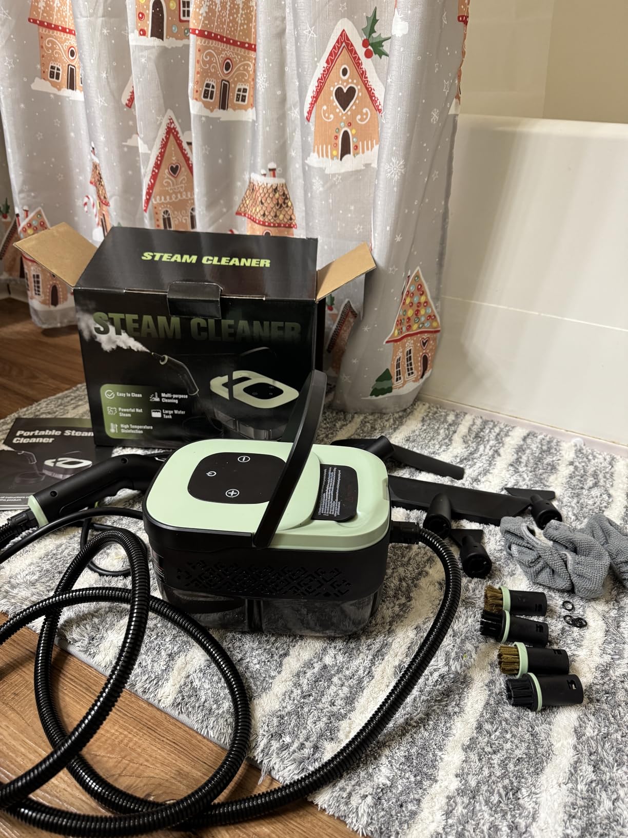 Steam Cleaner, Portable Steamer for Cleaning with 16pcs Accessories, 6-Level Adjustable, 15s Heat-Up, Handheld Steam Cleaner for Home for Tile, Grease, Dirt, Grout, Car Detailing, Green - Customer Photo 1