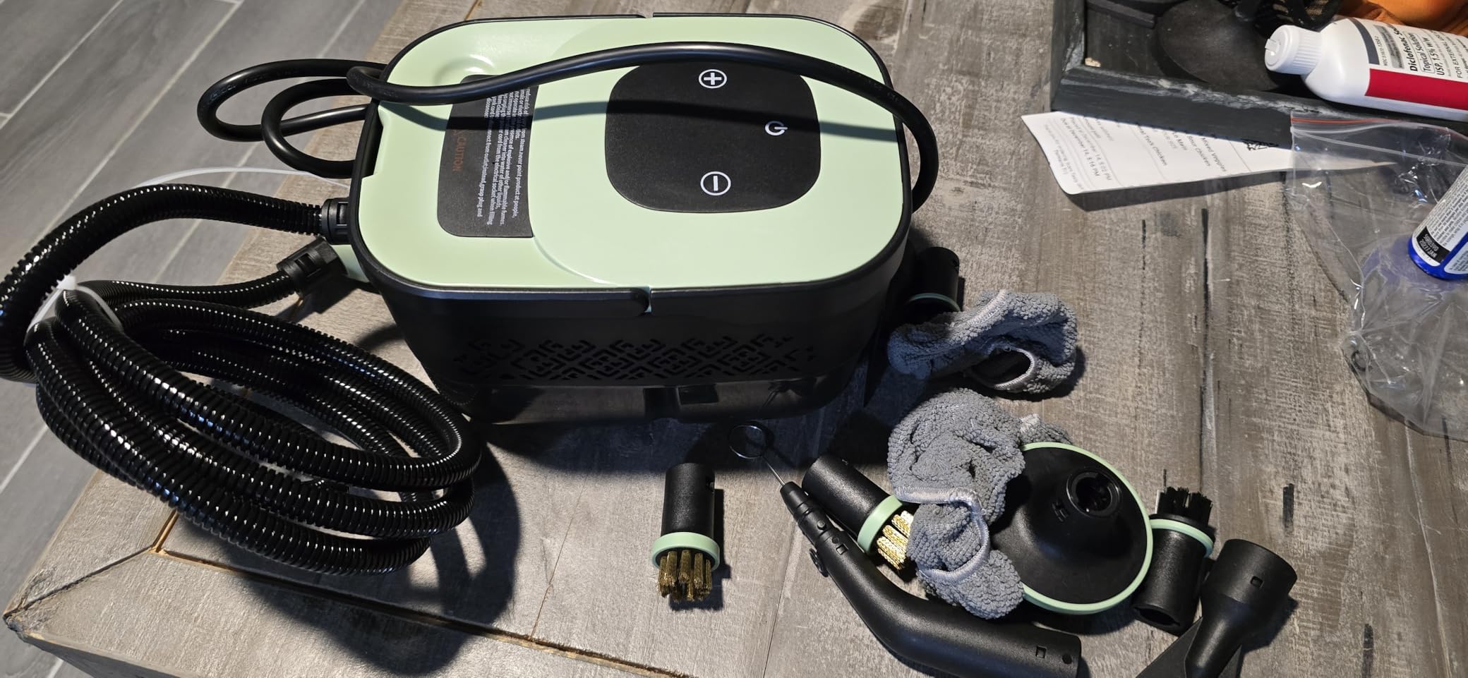 Steam Cleaner, Portable Steamer for Cleaning with 16pcs Accessories, 6-Level Adjustable, 15s Heat-Up, Handheld Steam Cleaner for Home for Tile, Grease, Dirt, Grout, Car Detailing, Green - Customer Photo 2